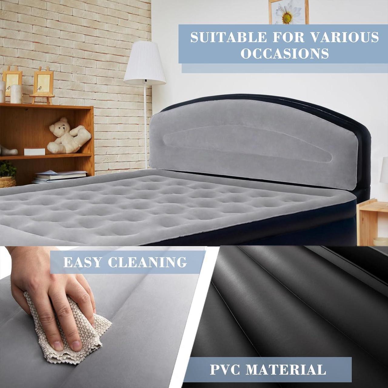 Alt view image 4 of 7 - DIMAR GARDEN Inflatable Headboard for Queen Size Bed, Flocked Air Headboard