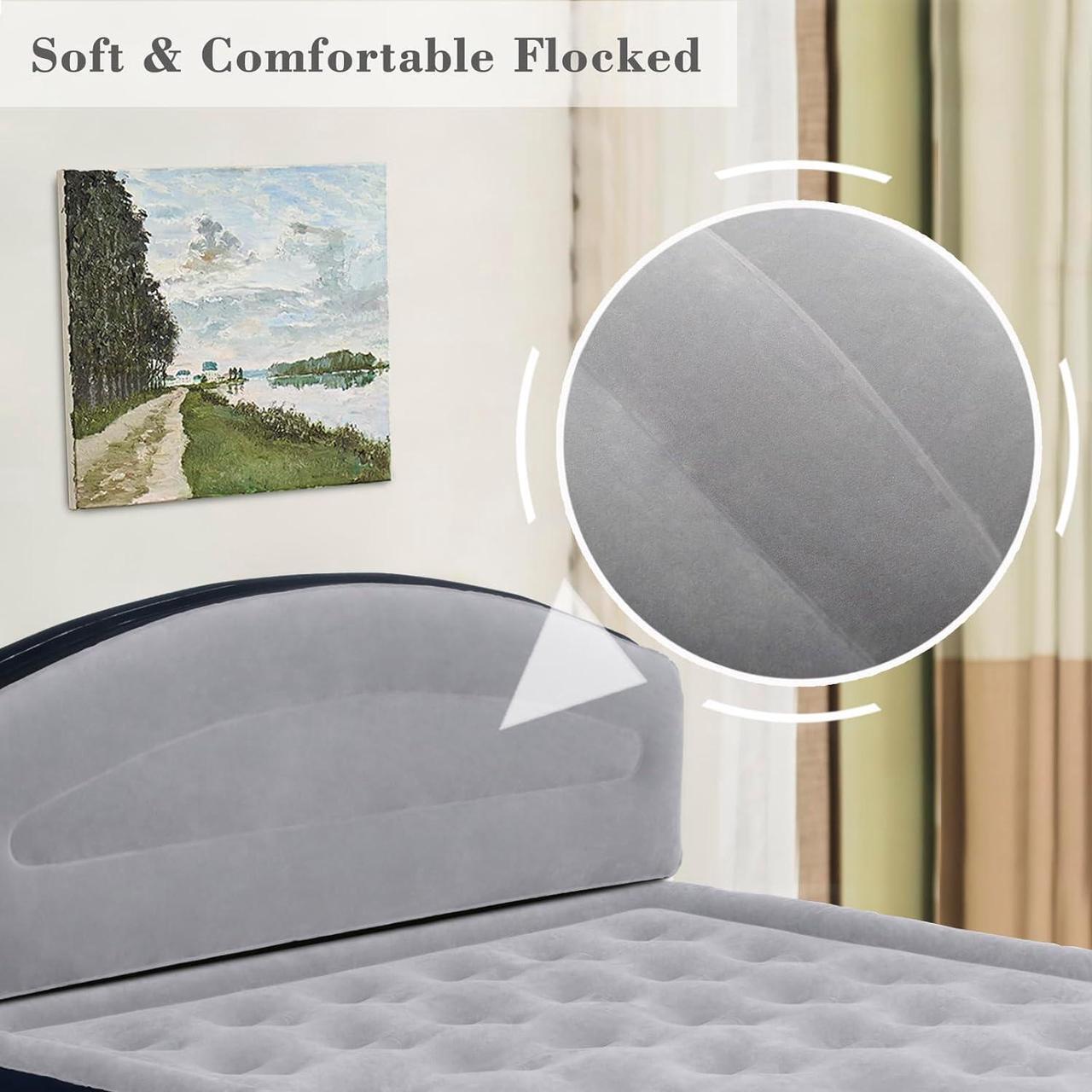 Alt view image 6 of 7 - DIMAR GARDEN Inflatable Headboard for Queen Size Bed, Flocked Air Headboard
