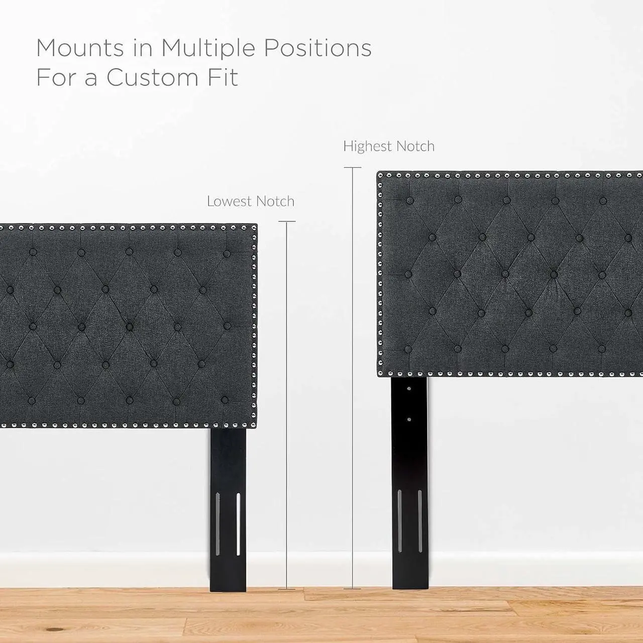 Alt view image 2 of 5 - Modway Helena Tufted Button Fabric Upholstered Full/Queen Headboard with Nailhead Trim in Gray