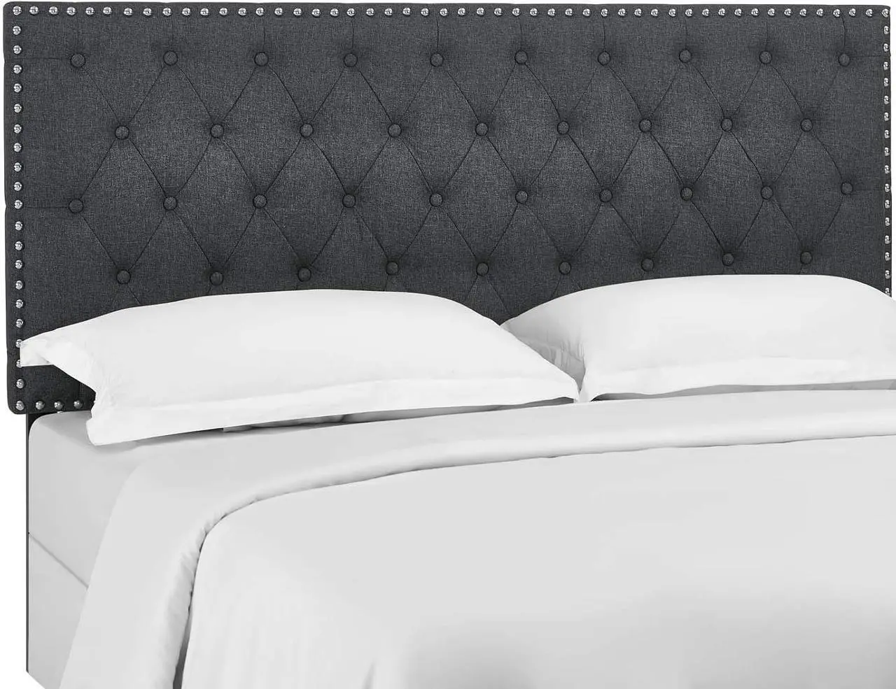 Alt view image 3 of 5 - Modway Helena Tufted Button Fabric Upholstered Full/Queen Headboard with Nailhead Trim in Gray