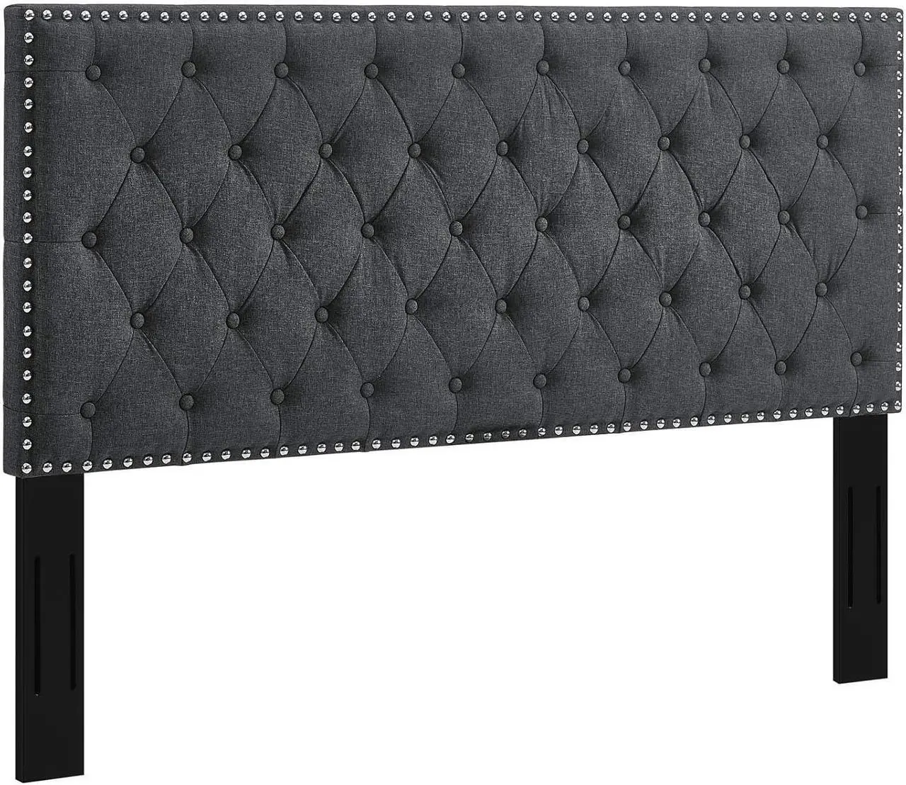 Alt view image 4 of 5 - Modway Helena Tufted Button Fabric Upholstered Full/Queen Headboard with Nailhead Trim in Gray