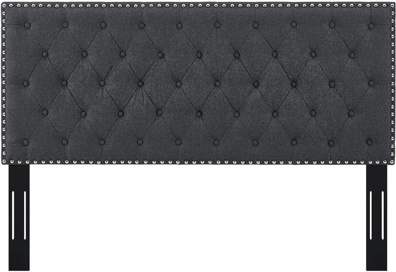 Alt view image 5 of 5 - Modway Helena Tufted Button Fabric Upholstered Full/Queen Headboard with Nailhead Trim in Gray