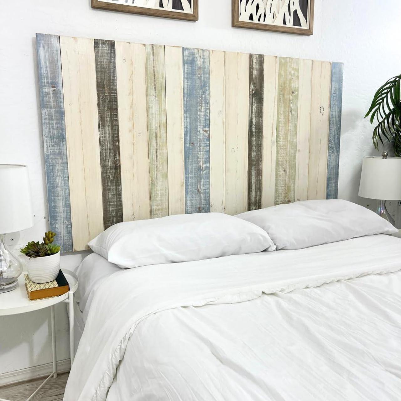Main image of Barn Walls Solid Wood Headboard Queen Size Farmhouse with Smooth Natural Wood Grain, Handcrafted Wall-Mounted Panel Head Board, Adjustable Height, Modern Farmhouse Bedroom, Built to Last
