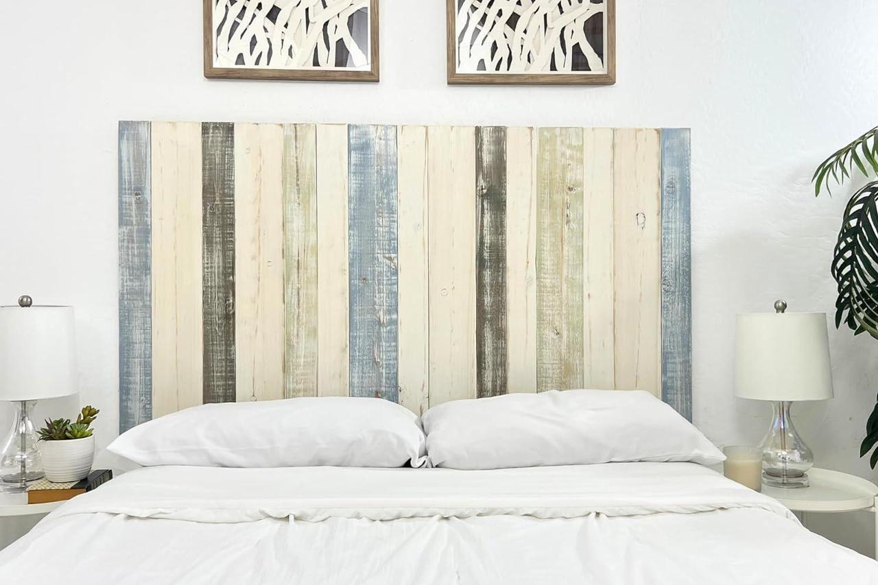 Alt view image 7 of 7 - Barn Walls Solid Wood Headboard Queen Size Farmhouse with Smooth Natural Wood Grain, Handcrafted Wall-Mounted Panel Head Board, Adjustable Height, Modern Farmhouse Bedroom, Built to Last