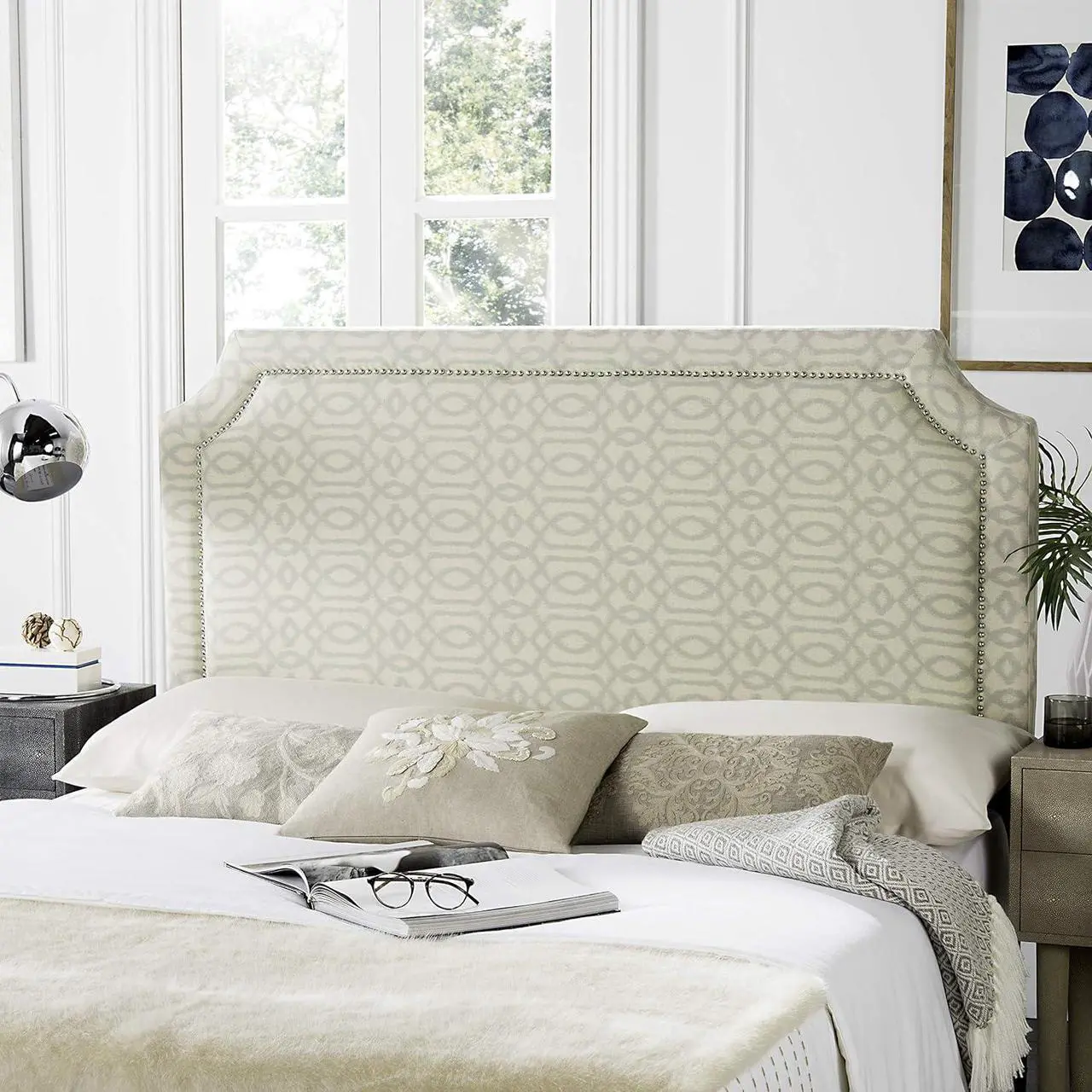Main image of Safavieh Mercer Collection Shayne Yellow Wheat Pale Blue Headboard (Queen)
