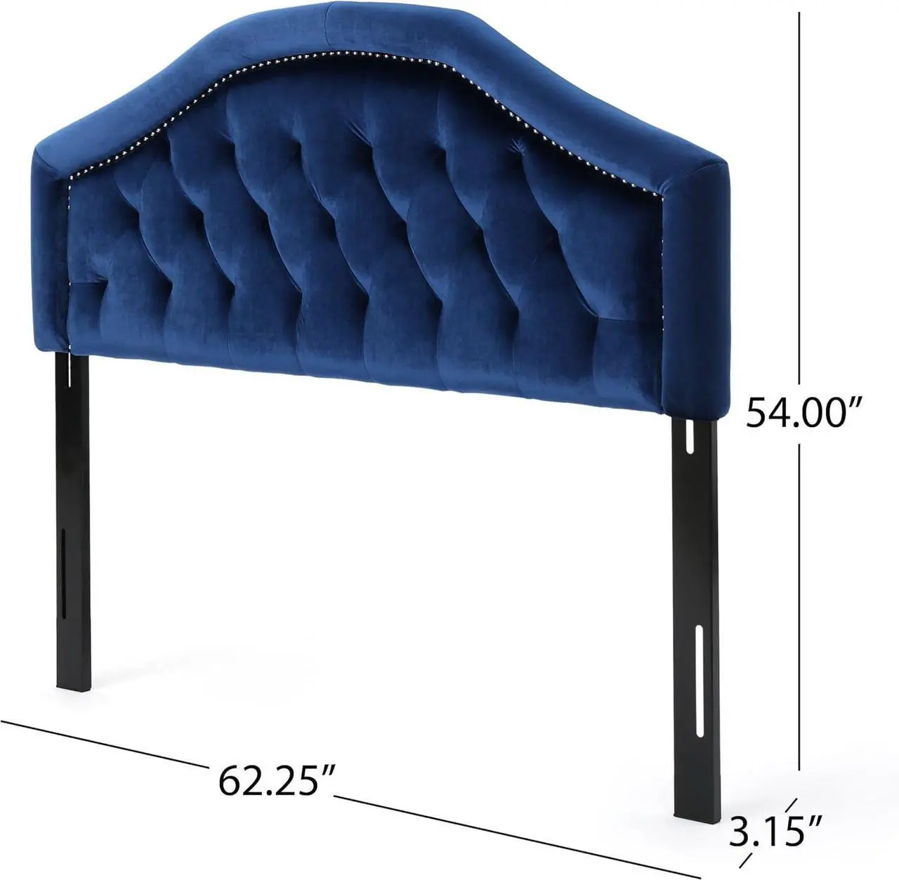Alt view image 3 of 7 - Christopher Knight Home Killian Velvet Headboard, Queen / Full, Navy Blue / Black