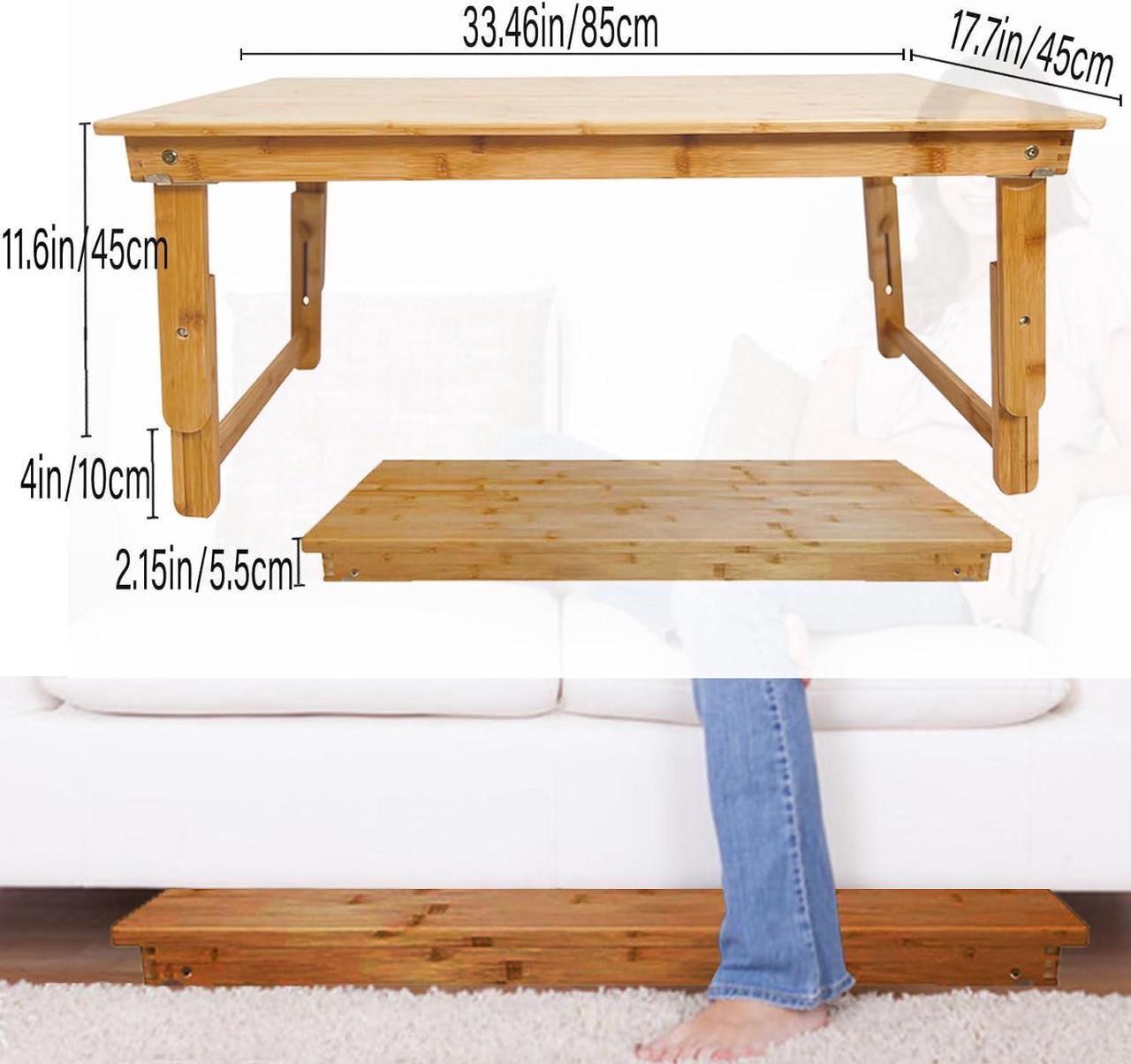 Alt view image 2 of 7 - Bamboo Coffee Table Foldable,Low Floor Table Dining Table Collapsible Oriental Folding Table for Living Room Small Spaces Picnic Table Ground Portable Table,Floor Desk for Adults,33.5x17.7in