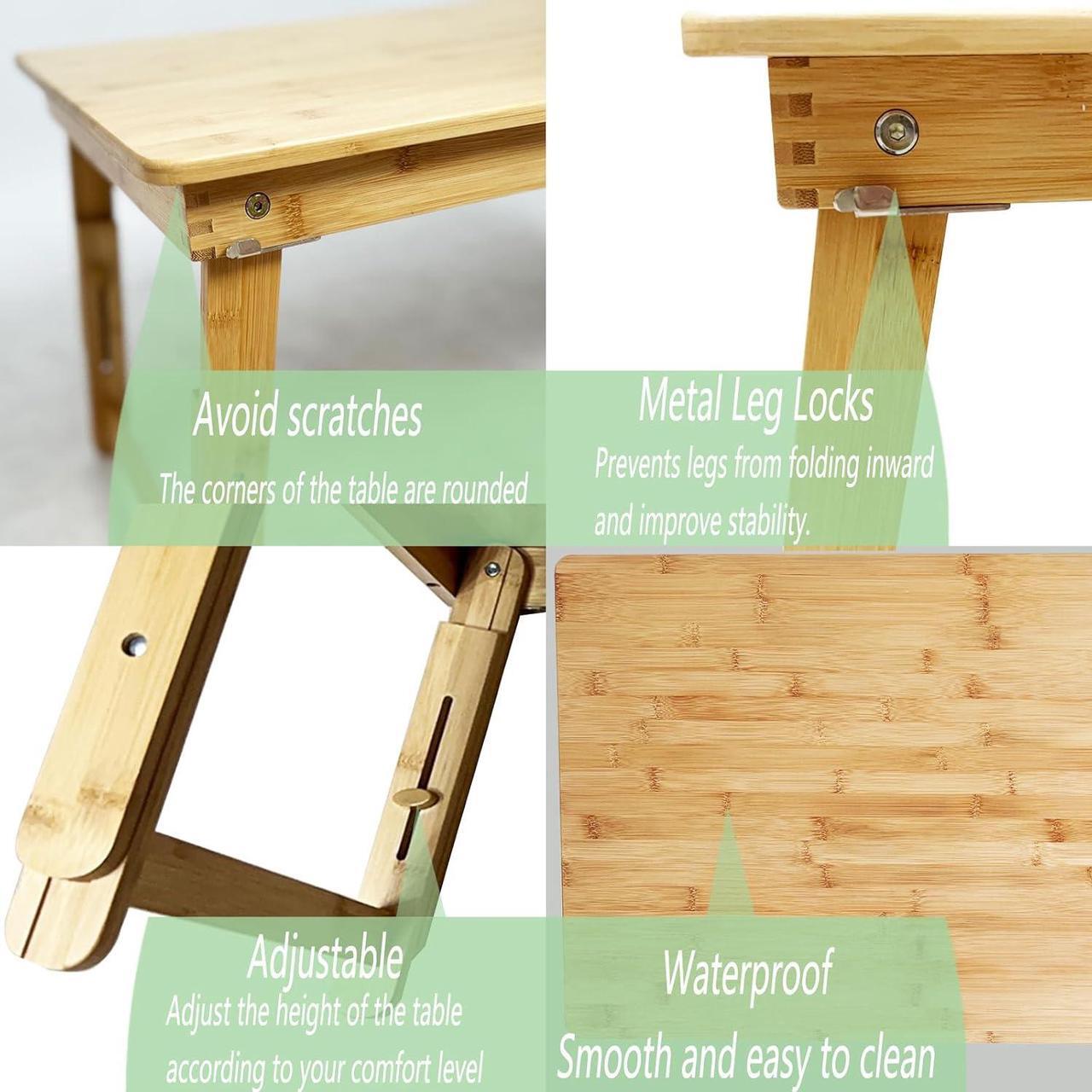 Alt view image 3 of 7 - Bamboo Coffee Table Foldable,Low Floor Table Dining Table Collapsible Oriental Folding Table for Living Room Small Spaces Picnic Table Ground Portable Table,Floor Desk for Adults,33.5x17.7in