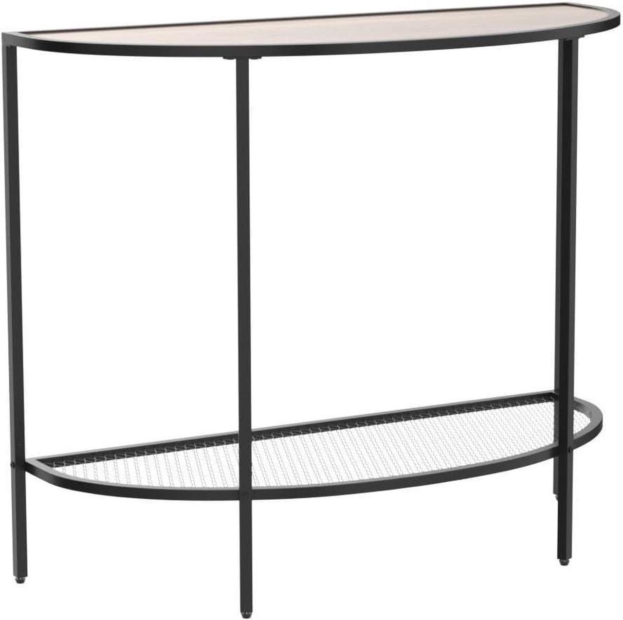 Alt view image 5 of 7 - SAYGOER Console Table 2 Tier Narrow Entryway Table with Storage Half Moon Sofa Couch Table Mid Century Modern Small Entry Way Tables, Easy Assembly, Dark Walnut Top