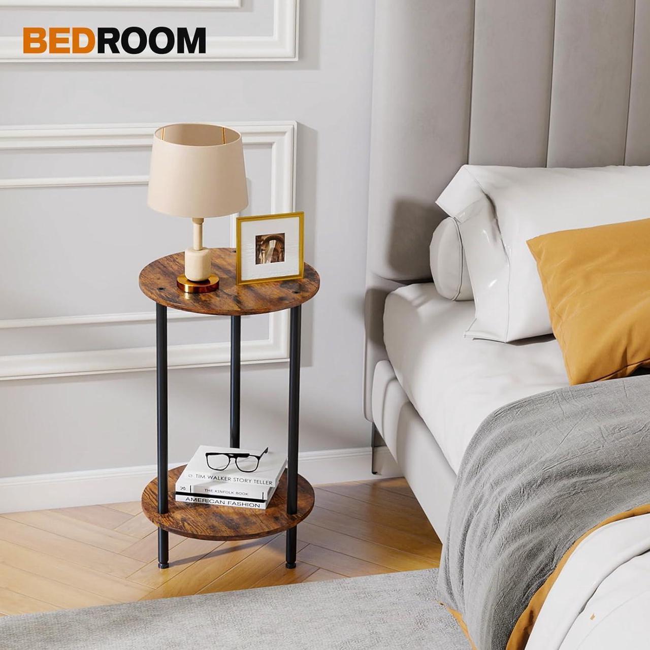 Alt view image 4 of 6 - Small Round End Table, Side Table Living Room, Bedside Tables Living Room, Small Accent Tables, Small Tables for Small Space, Easy to Assemble
