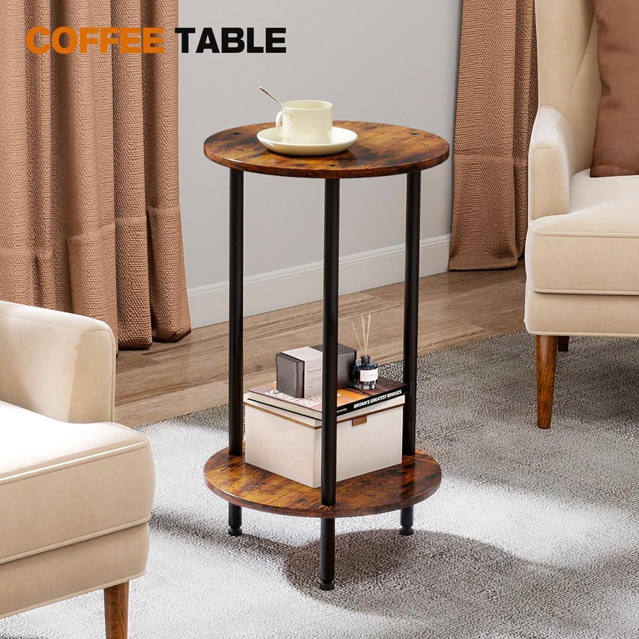 Alt view image 5 of 6 - Small Round End Table, Side Table Living Room, Bedside Tables Living Room, Small Accent Tables, Small Tables for Small Space, Easy to Assemble