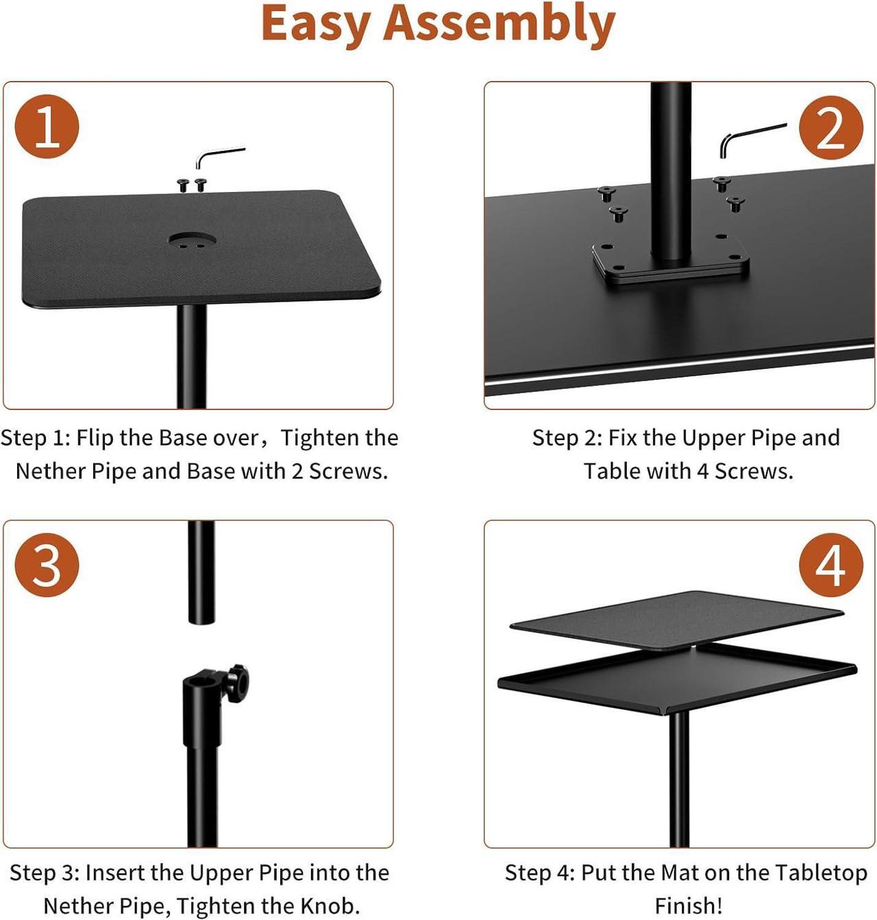 Alt view image 6 of 7 - RCHYFEED Metal End Table,Height Adjustable Tall Side Tables Living Room,Small Side Table for Small Spaces with Matte Black Tray,Square Drink Coffee Tables Sofa Table for Bedroom,Indoor & Outdoor