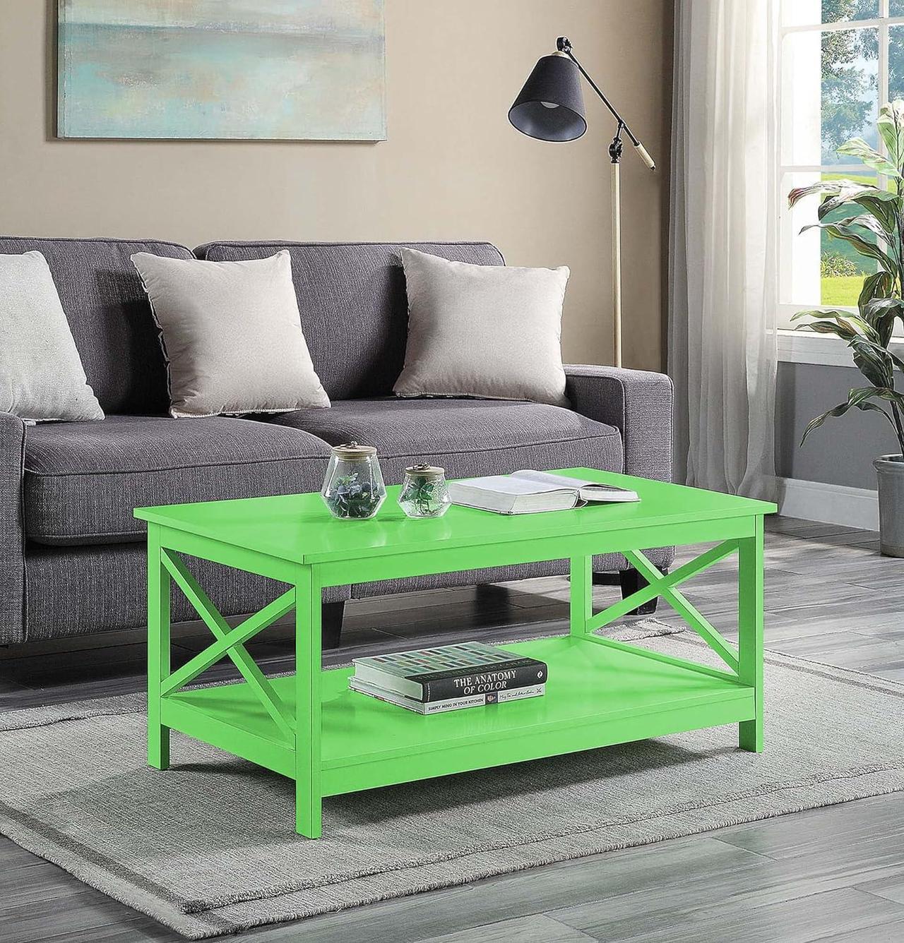 Alt view image 2 of 5 - Convenience Concepts Oxford Coffee Table with Shelf, Lime