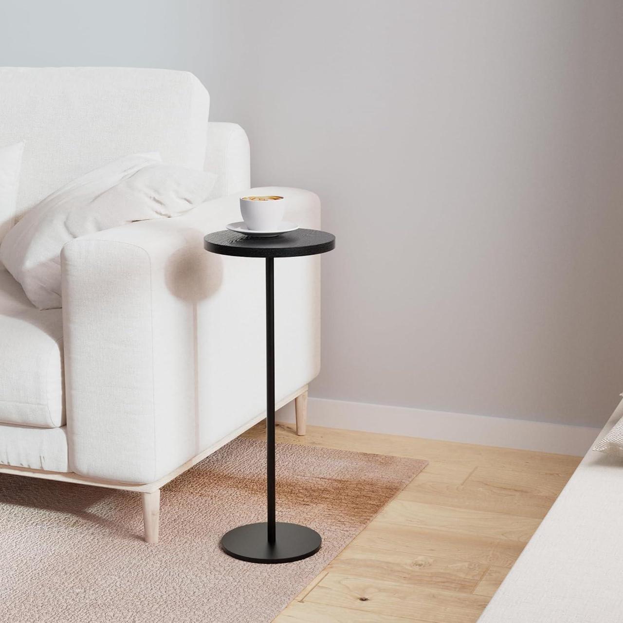 Main image of Round Drink Table Black Side Table, Modern End Table Small Pedestal Table Martini Table for Living Room Bedroom Small Spaces Sofa Couch Chair - Black