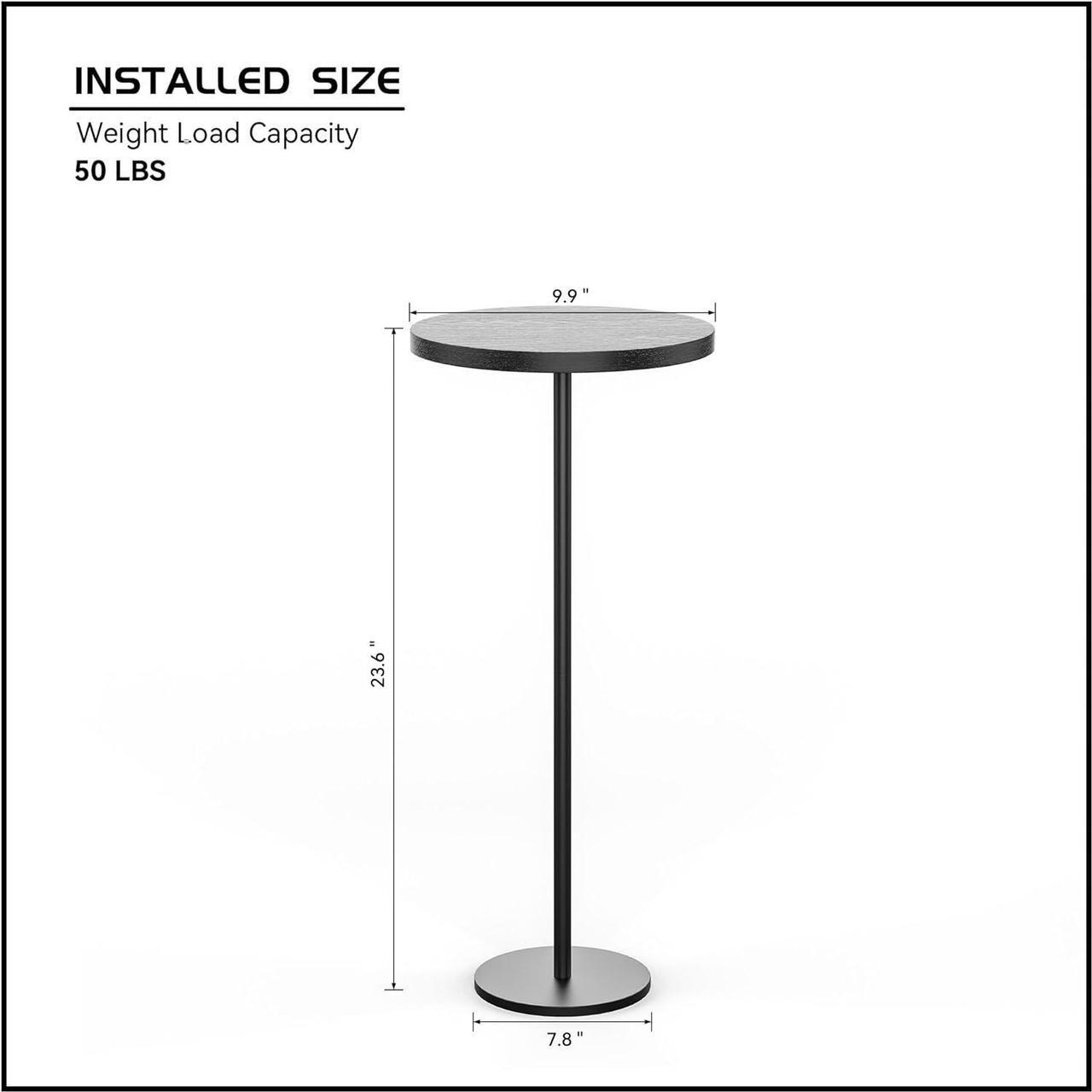 Alt view image 2 of 7 - Round Drink Table Black Side Table, Modern End Table Small Pedestal Table Martini Table for Living Room Bedroom Small Spaces Sofa Couch Chair - Black
