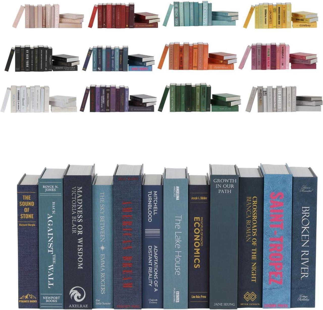 Main image of 12 Decorative Faux Books, Fake Books for Bookshelf Decor, Beach House Coffee Table Books, Blue Decorative Books. Blue Home Decor Accents. Home Staging Books.