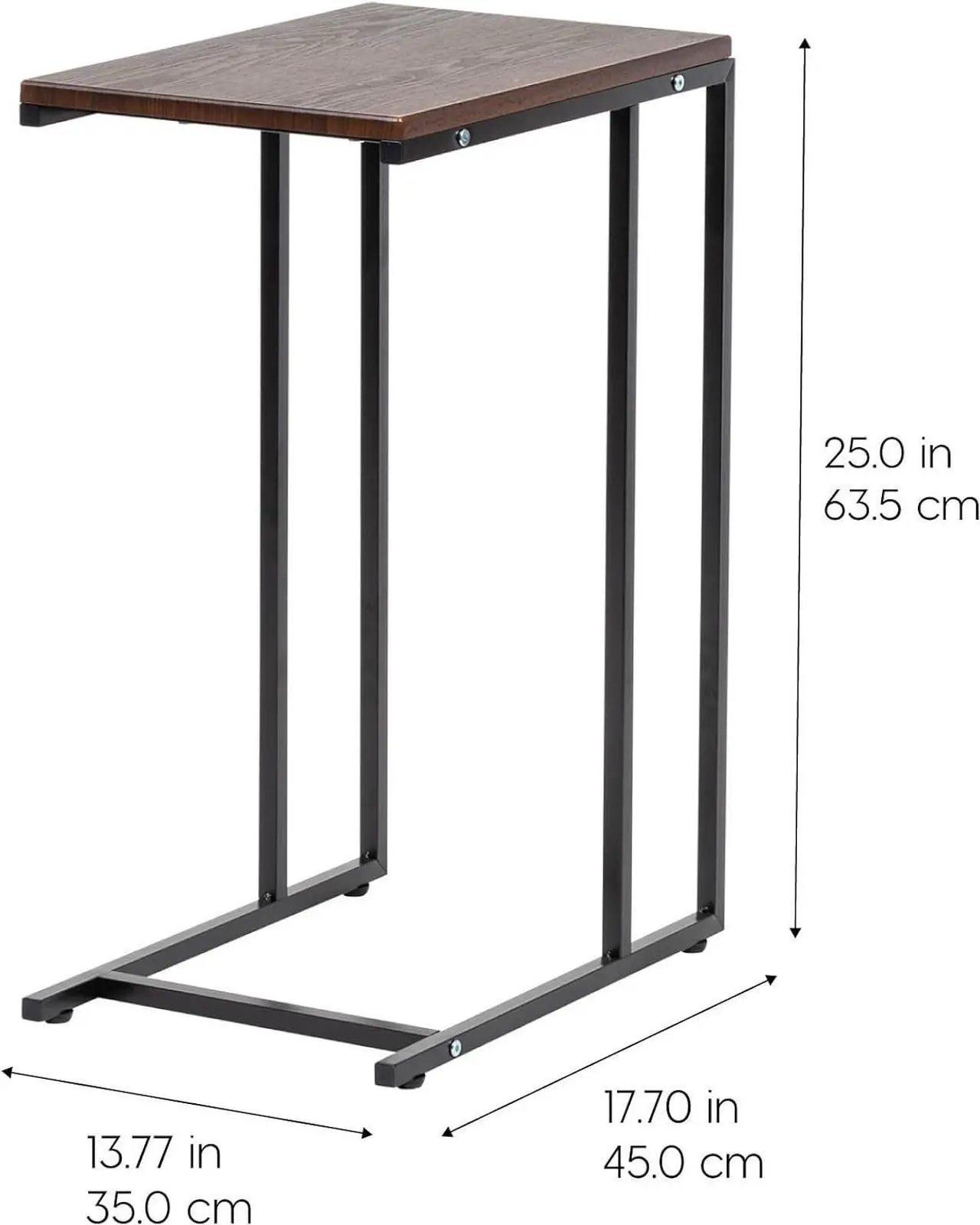 Alt view image 3 of 7 - IRIS USA Wood and Metal Frame Side Table, Accent Sofa End Table Coffee Snack, Bedroom Night Stand, Living Room Computer Desk, C-Shape Wide