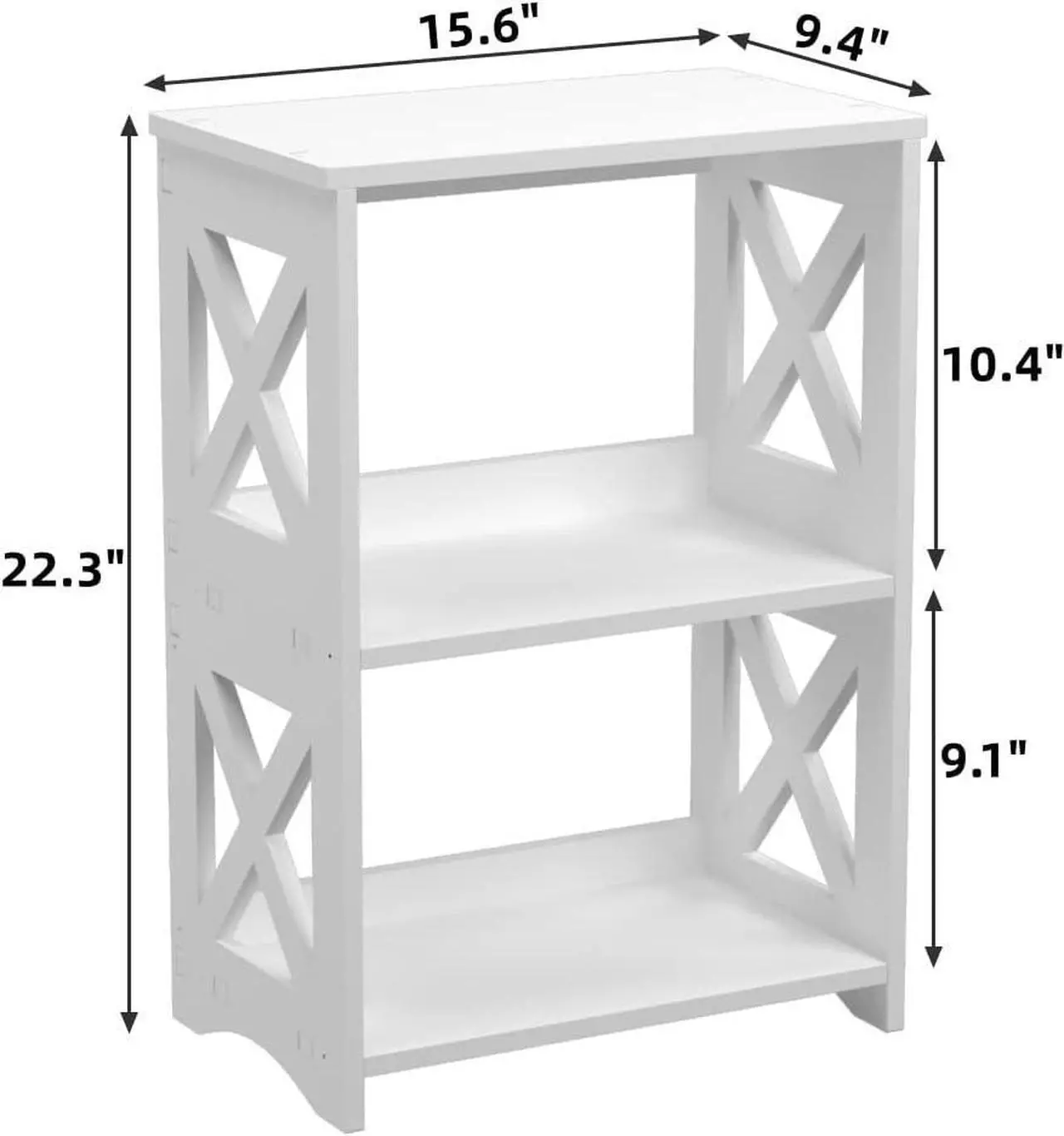 Alt view image 2 of 5 - Side Table, Narrow End Table with Storage Shelf, Minimalist Bedside Tables Nightstand, Small Bookshelf Bookcase, Bathroom Shelves, Display Rack for Bedroom, Living Room, Office, White.