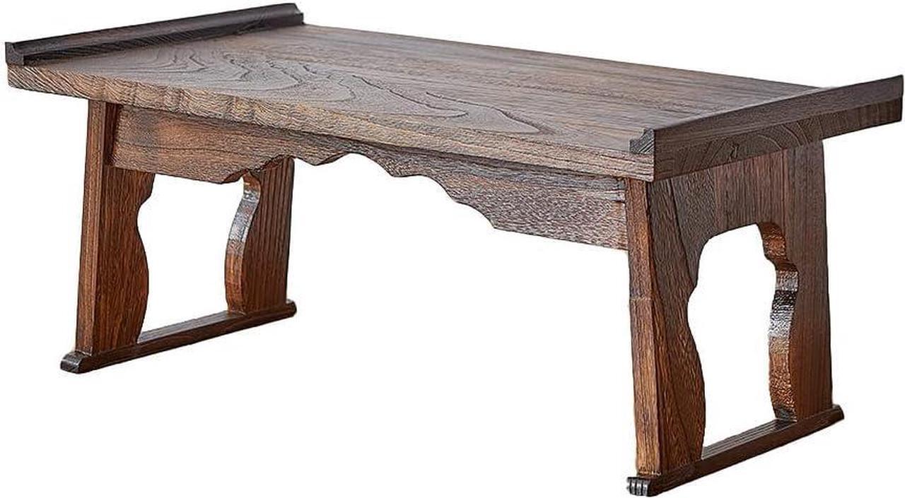 Main image of Foldable Wooden Laptop Desk, Breakfast in Bed Serving Tray, Japanese Floor Table for Tea & Coffee, Portable Antique Meditation Altar(19.7x11.8x9.1)
