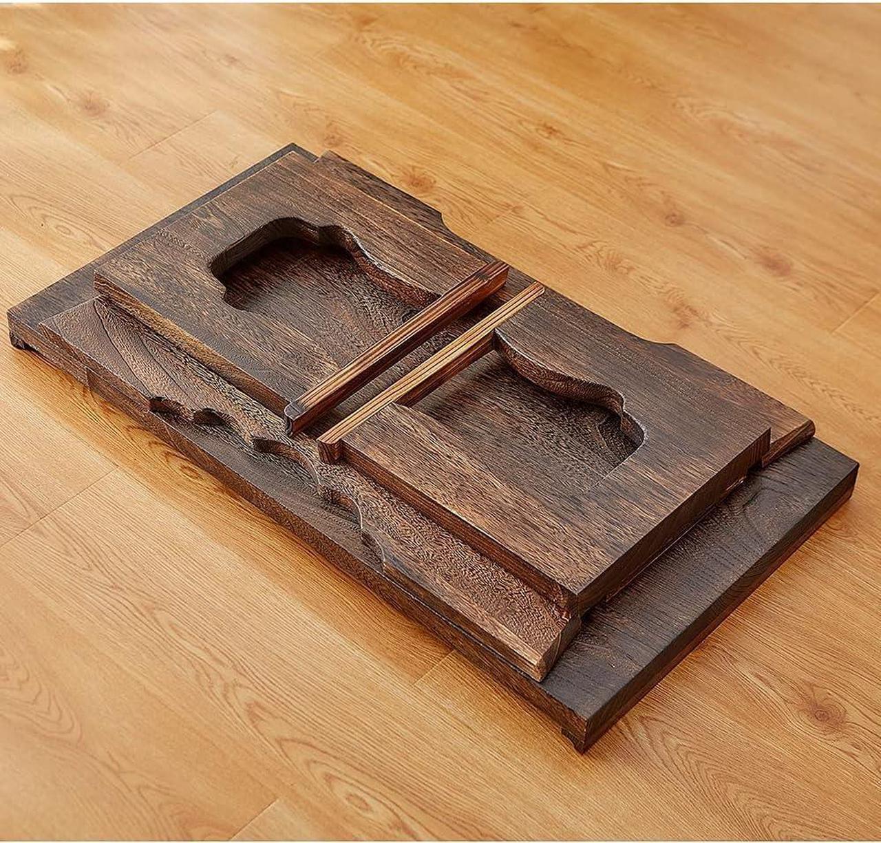 Alt view image 6 of 6 - Foldable Wooden Laptop Desk, Breakfast in Bed Serving Tray, Japanese Floor Table for Tea & Coffee, Portable Antique Meditation Altar(19.7x11.8x9.1)