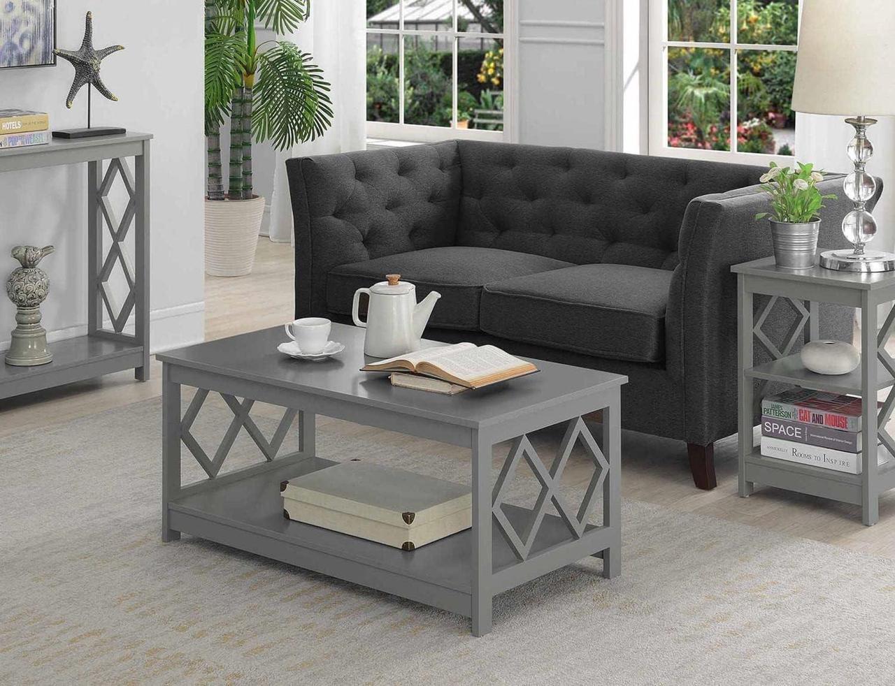 Alt view image 2 of 5 - Convenience Concepts Diamond Coffee Table, Gray