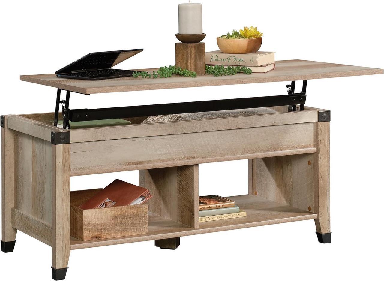 Main image of Sauder Carson Forge Rustic Lift Top Coffee Storage Industrial Living Room Table, L: 43.15" x W: 19.45" x H: 18.98", Lintel Oak Finish