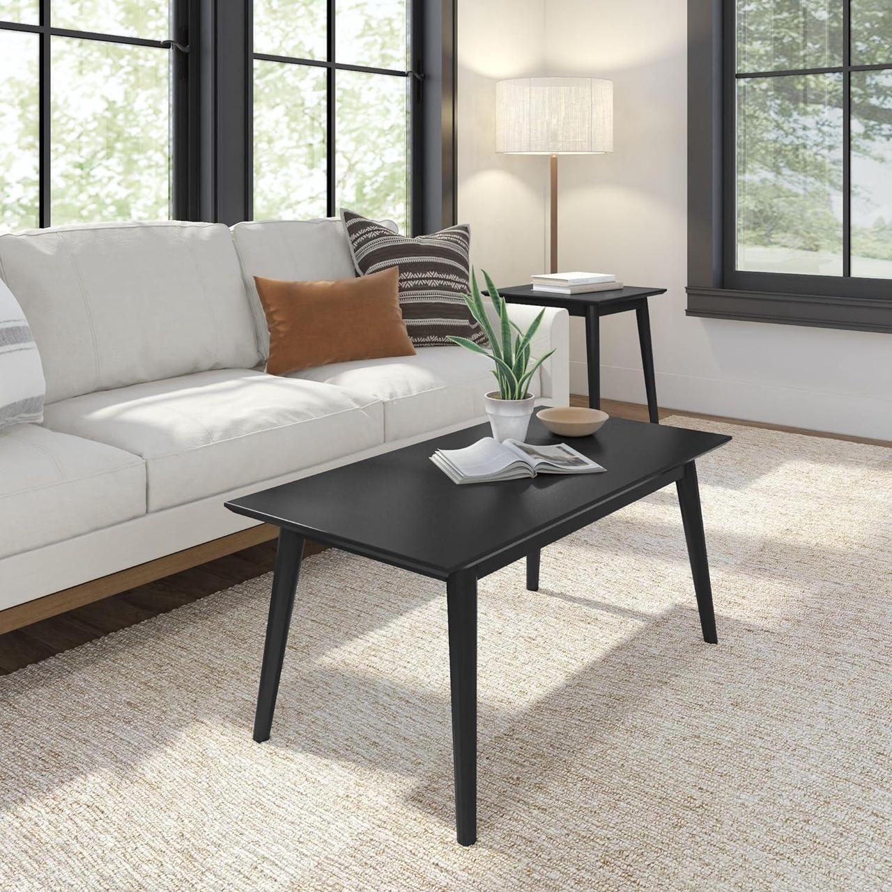 Main image of Plank+Beam 40 Inch Mid Century Modern Coffee Table, Wood Coffee Tables for Living Room, Rectangular Center Table, Occasional Table for Small Spaces, Black