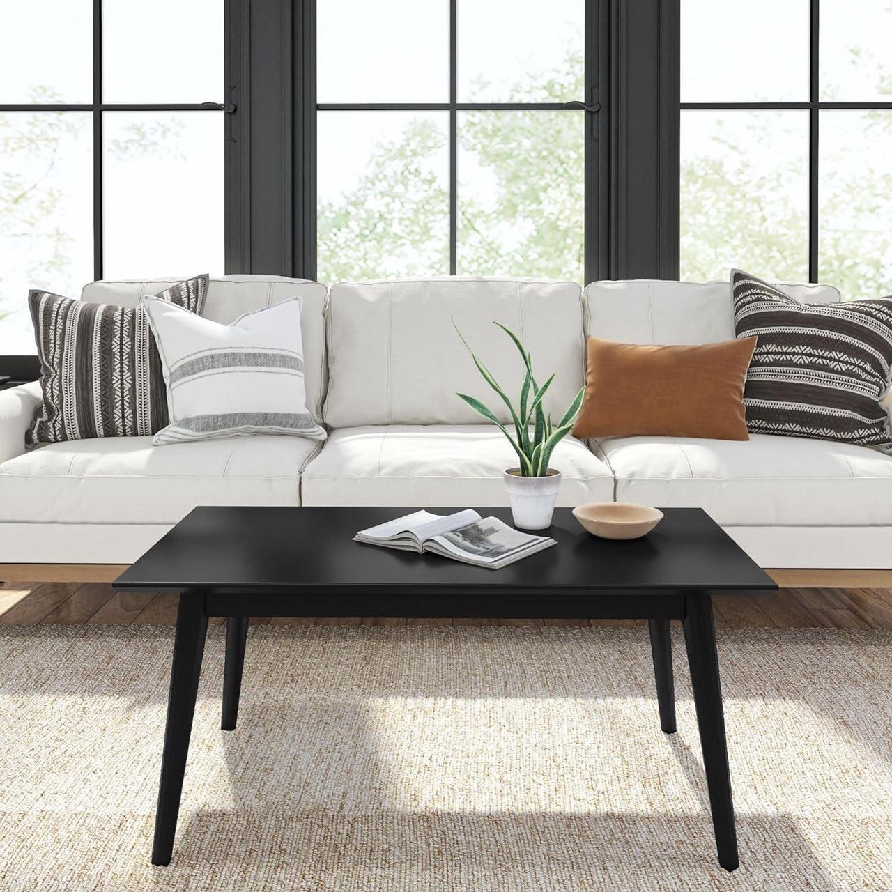 Alt view image 3 of 7 - Plank+Beam 40 Inch Mid Century Modern Coffee Table, Wood Coffee Tables for Living Room, Rectangular Center Table, Occasional Table for Small Spaces, Black