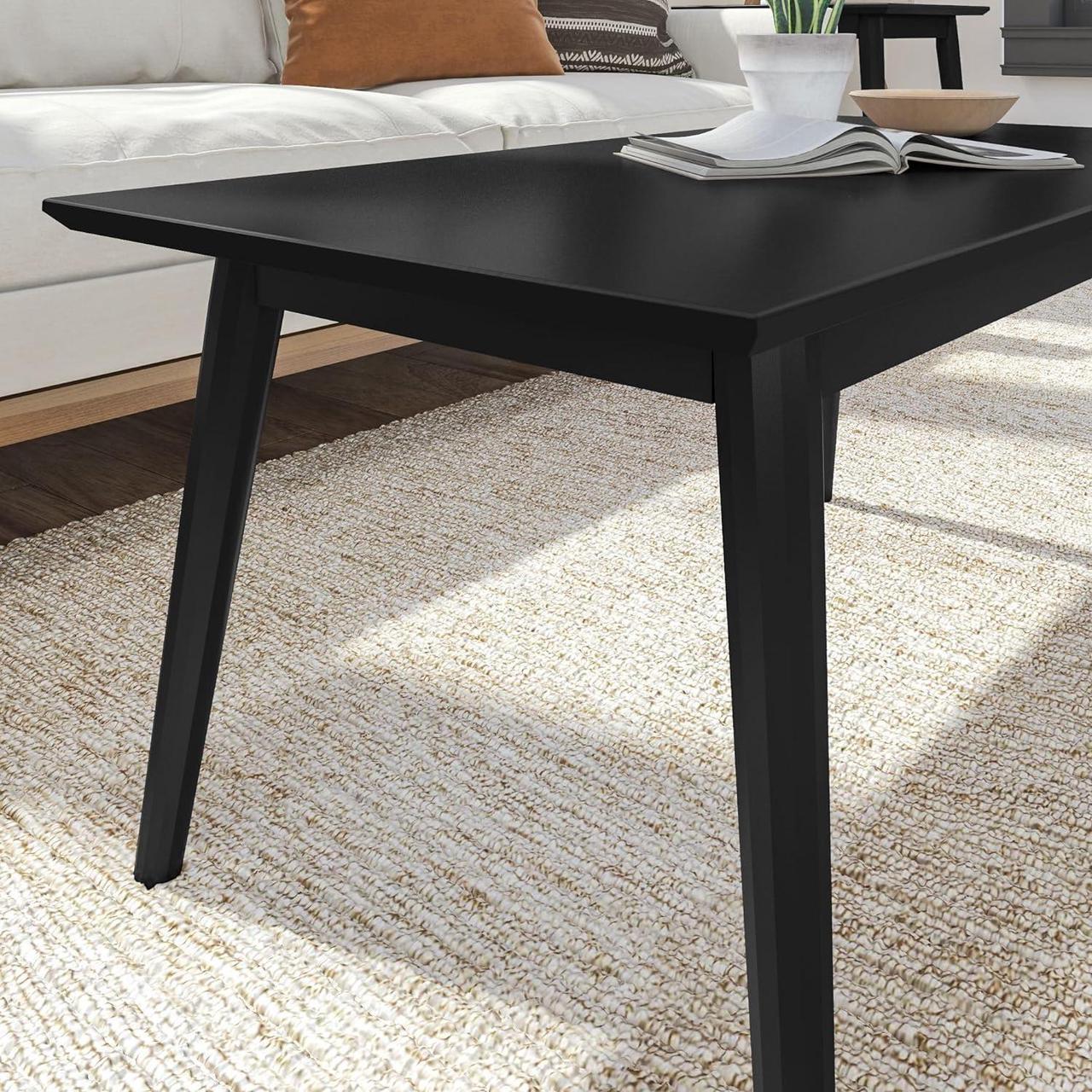 Alt view image 5 of 7 - Plank+Beam 40 Inch Mid Century Modern Coffee Table, Wood Coffee Tables for Living Room, Rectangular Center Table, Occasional Table for Small Spaces, Black