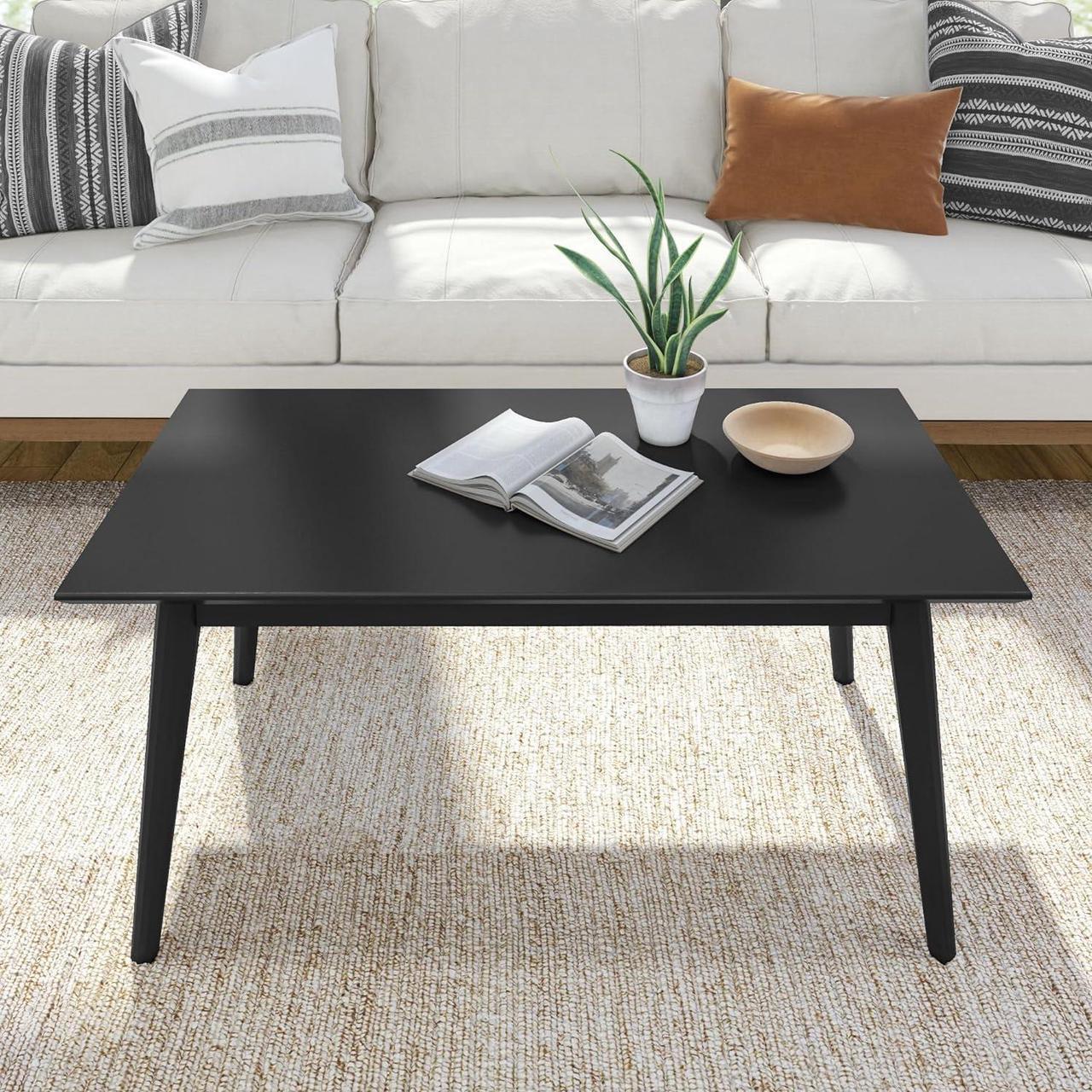 Alt view image 6 of 7 - Plank+Beam 40 Inch Mid Century Modern Coffee Table, Wood Coffee Tables for Living Room, Rectangular Center Table, Occasional Table for Small Spaces, Black