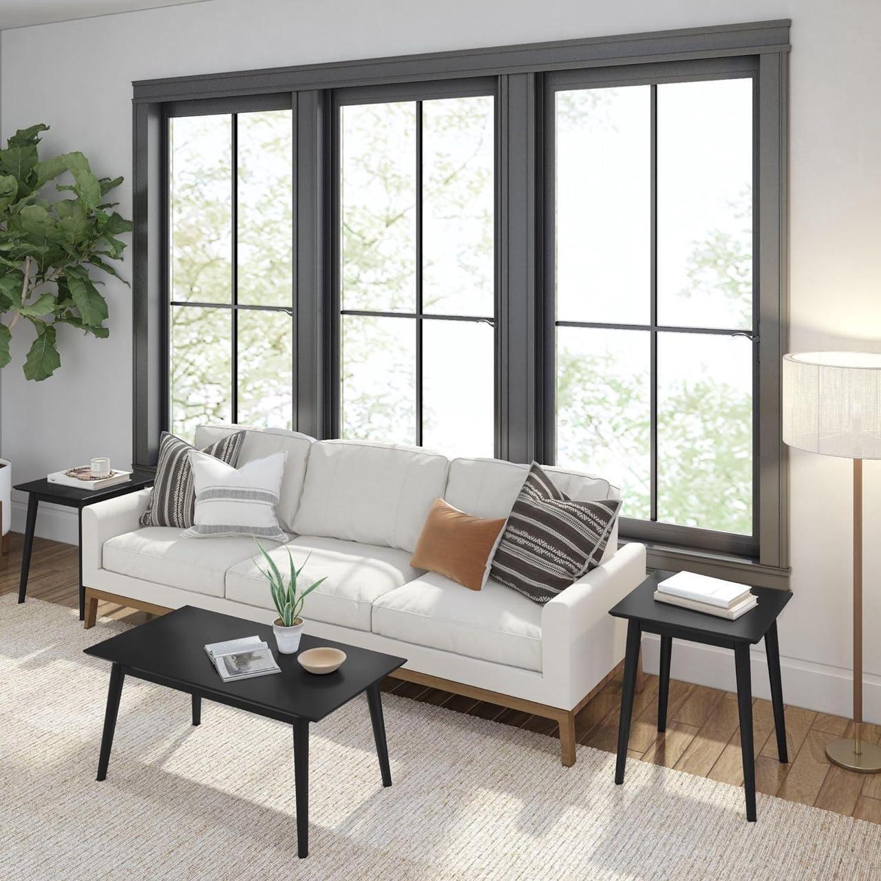 Alt view image 7 of 7 - Plank+Beam 40 Inch Mid Century Modern Coffee Table, Wood Coffee Tables for Living Room, Rectangular Center Table, Occasional Table for Small Spaces, Black