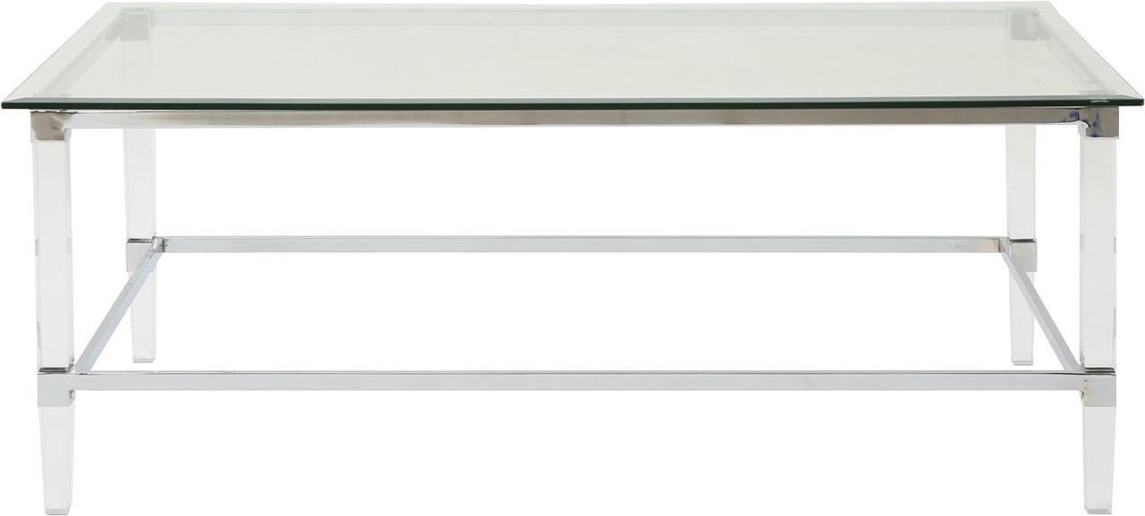 Alt view image 4 of 6 - Christopher Knight Home Bayla Modern Tempered Glass Rectangular Coffee Table with Acrylic and Iron Accents, Clear, 26 in x 48 in x 18 in