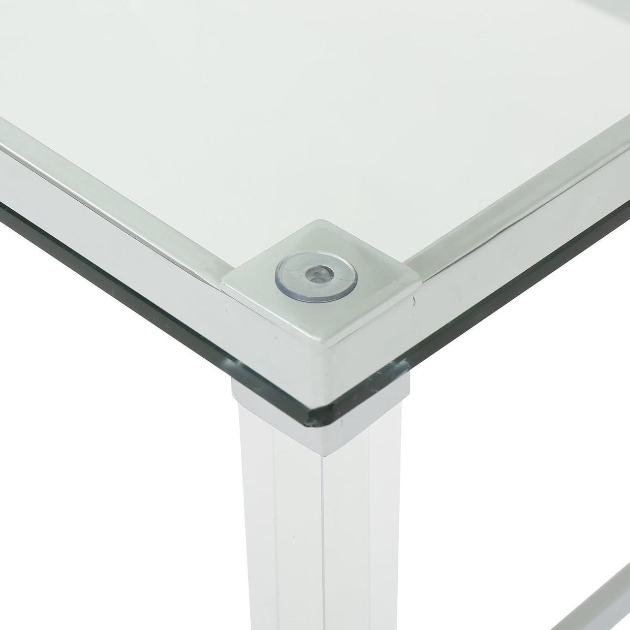 Alt view image 5 of 6 - Christopher Knight Home Bayla Modern Tempered Glass Rectangular Coffee Table with Acrylic and Iron Accents, Clear, 26 in x 48 in x 18 in