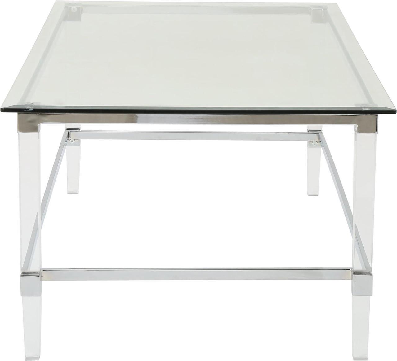 Alt view image 6 of 6 - Christopher Knight Home Bayla Modern Tempered Glass Rectangular Coffee Table with Acrylic and Iron Accents, Clear, 26 in x 48 in x 18 in