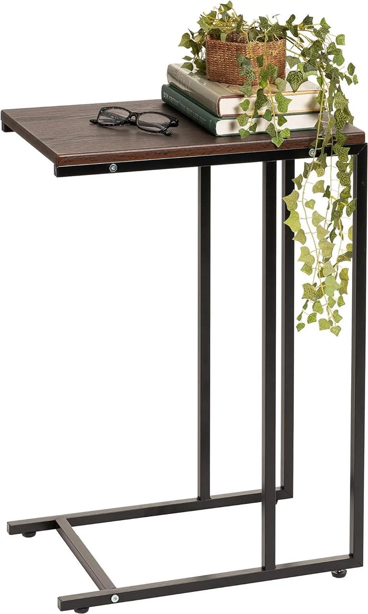 Main image of IRIS USA Wood and Metal Frame Side Table, Accent Sofa End Table Coffee Snack, Bedroom Night Stand, Living Room Computer Desk, C-Shape Wide