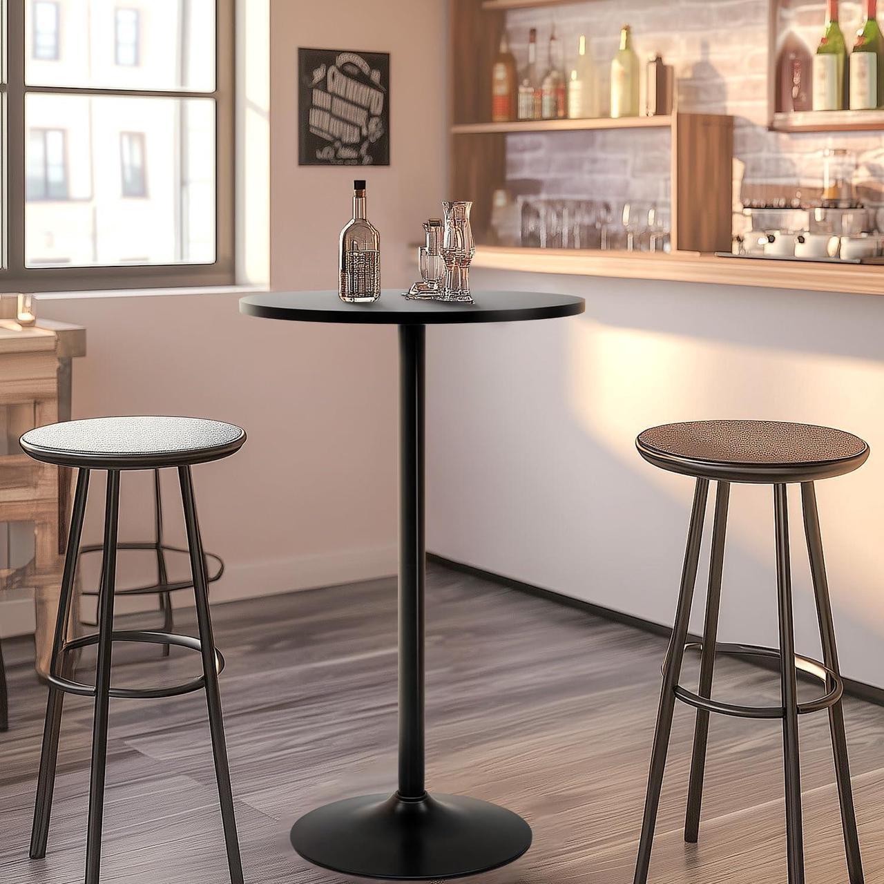 Alt view image 2 of 7 - FDW Pub Table 40 Inch Height Cocktail Table Round Bistro Bar Table for Home and Kitchen Dining