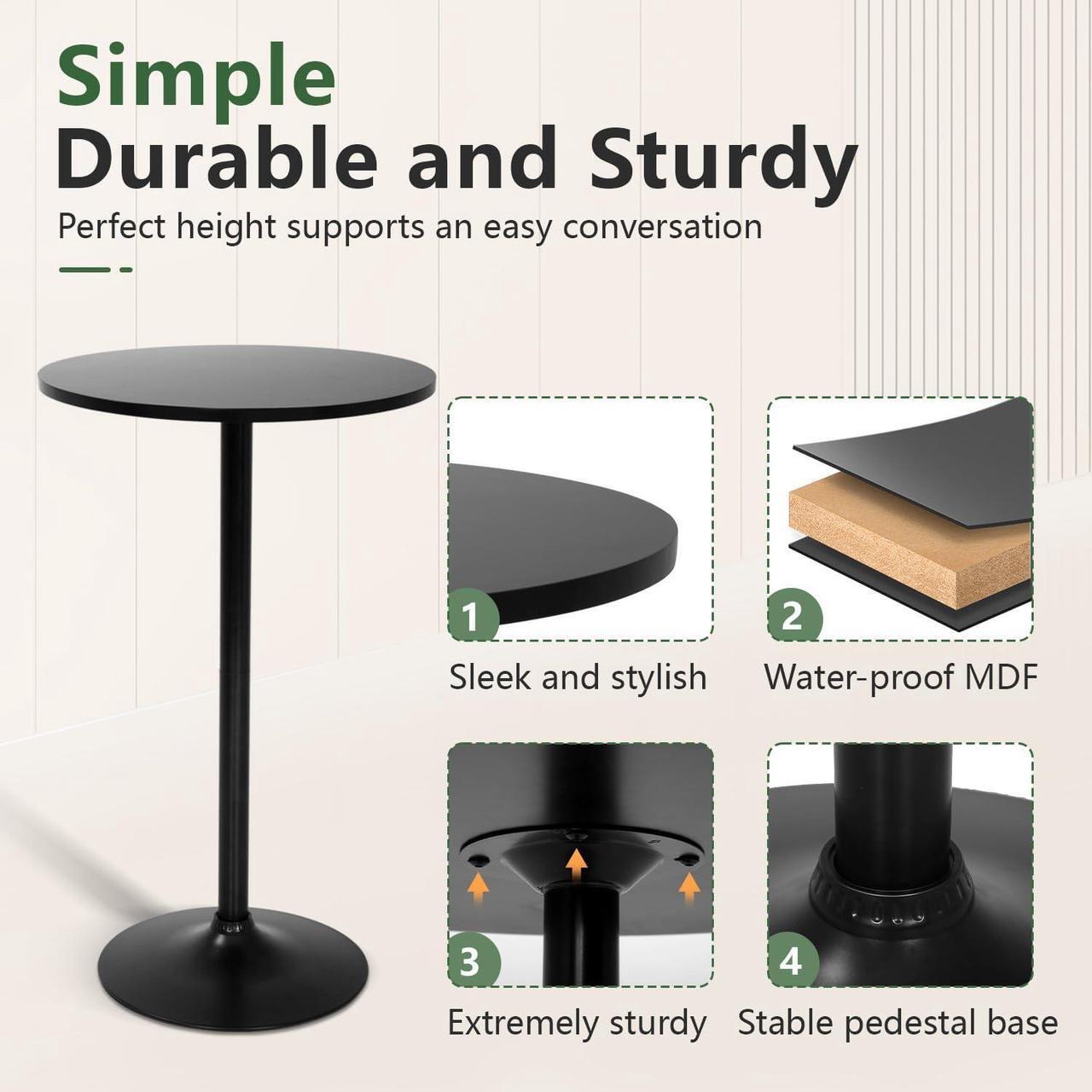 Alt view image 6 of 7 - FDW Pub Table 40 Inch Height Cocktail Table Round Bistro Bar Table for Home and Kitchen Dining
