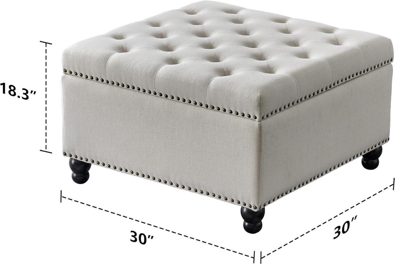 Alt view image 2 of 7 - Square Storage Ottoman Bench Ottoman Coffee Table Bench Oversized Coffee Table Ottoman Bench with Storage for Living Room