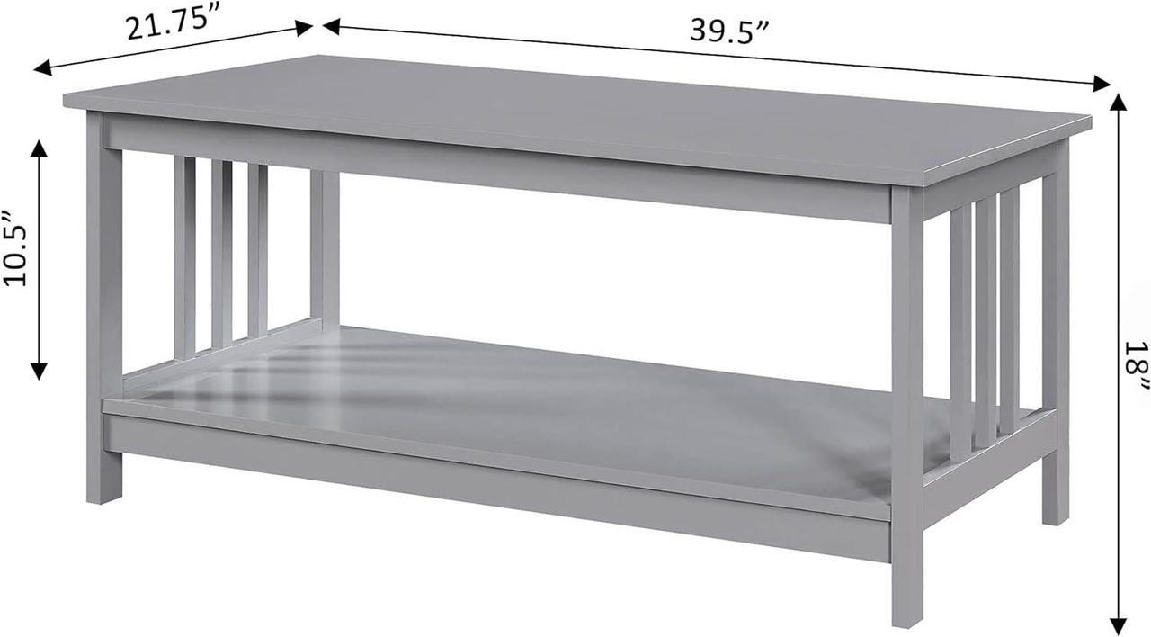 Alt view image 3 of 7 - Convenience Concepts Mission Coffee Table, Gray