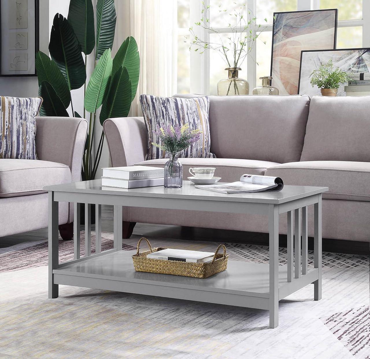 Alt view image 2 of 7 - Convenience Concepts Mission Coffee Table, Gray