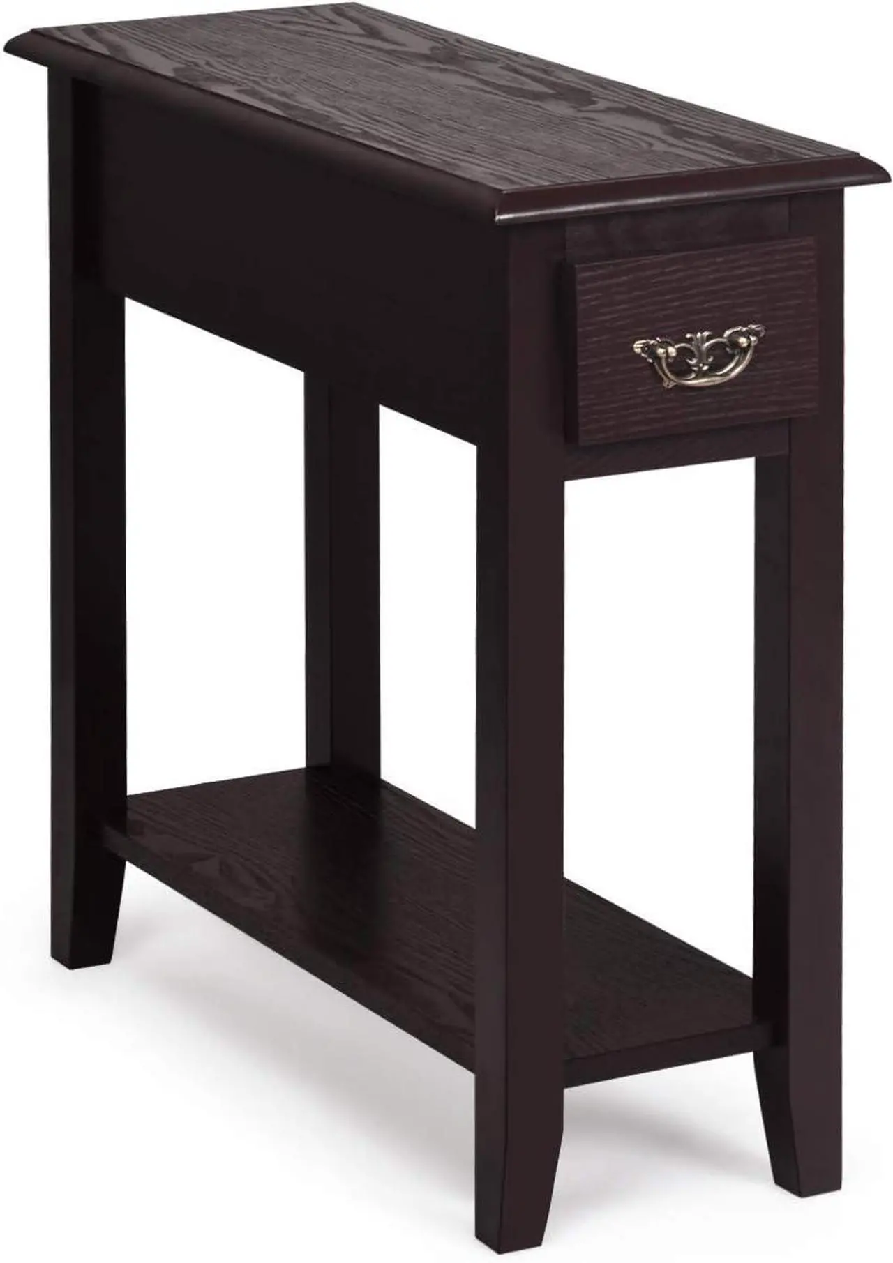 Main image of Tangkula Narrow End Table, Slim Side Table with Drawer and Open Shelf, Small End Tables for Small Spaces, Narrow Nightstand Bedside Table for Living Room Bedroom, 9.8 x 23.6 x 23.6 Inches (1, Coffee)