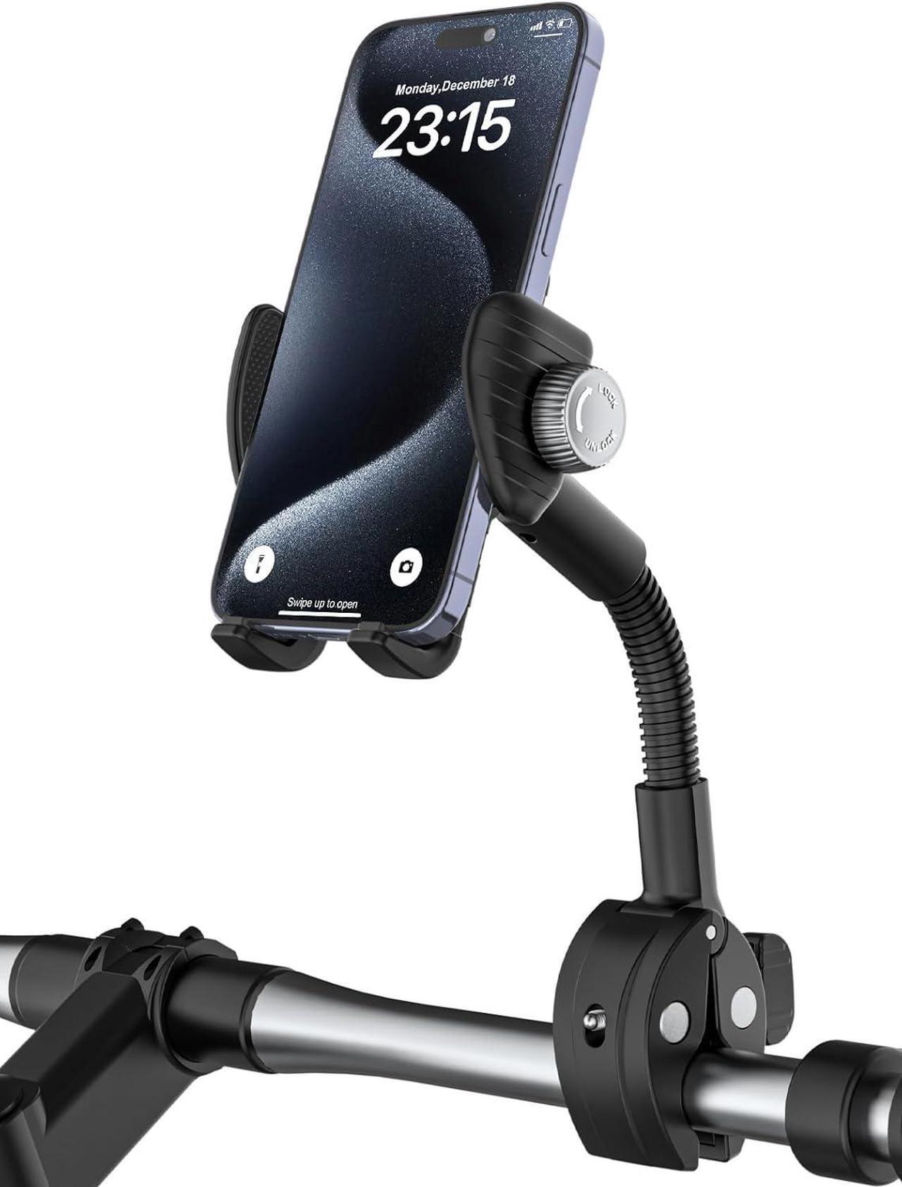 Main image of Gooseneck Phone Holder for Bike, [Flexible Arm] Motorcycle Phone Holder, Electric Bike Cell Phone Mount for iPhone 16 Pro Max/Plus, 15 Pro Max, Galaxy Series and More 4-7 inch Smartphones