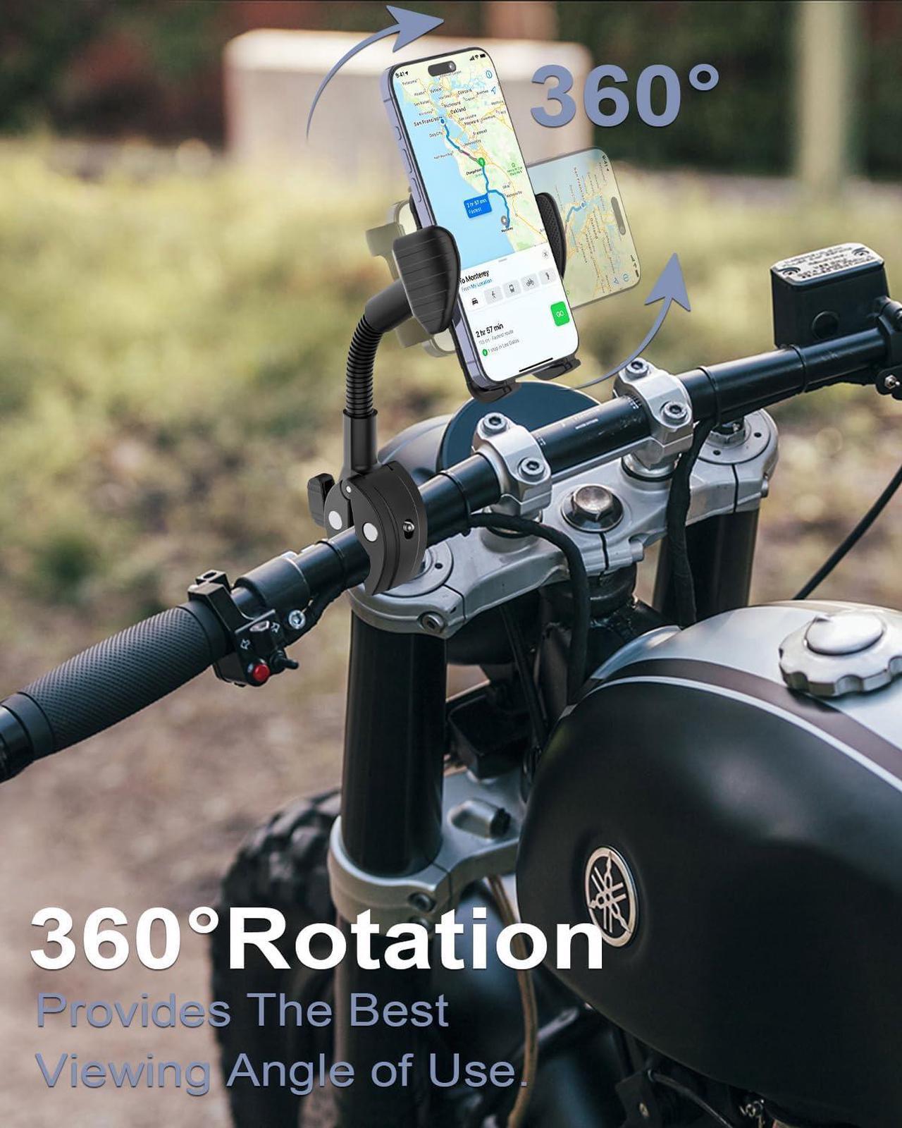 Alt view image 5 of 7 - Gooseneck Phone Holder for Bike, [Flexible Arm] Motorcycle Phone Holder, Electric Bike Cell Phone Mount for iPhone 16 Pro Max/Plus, 15 Pro Max, Galaxy Series and More 4-7 inch Smartphones