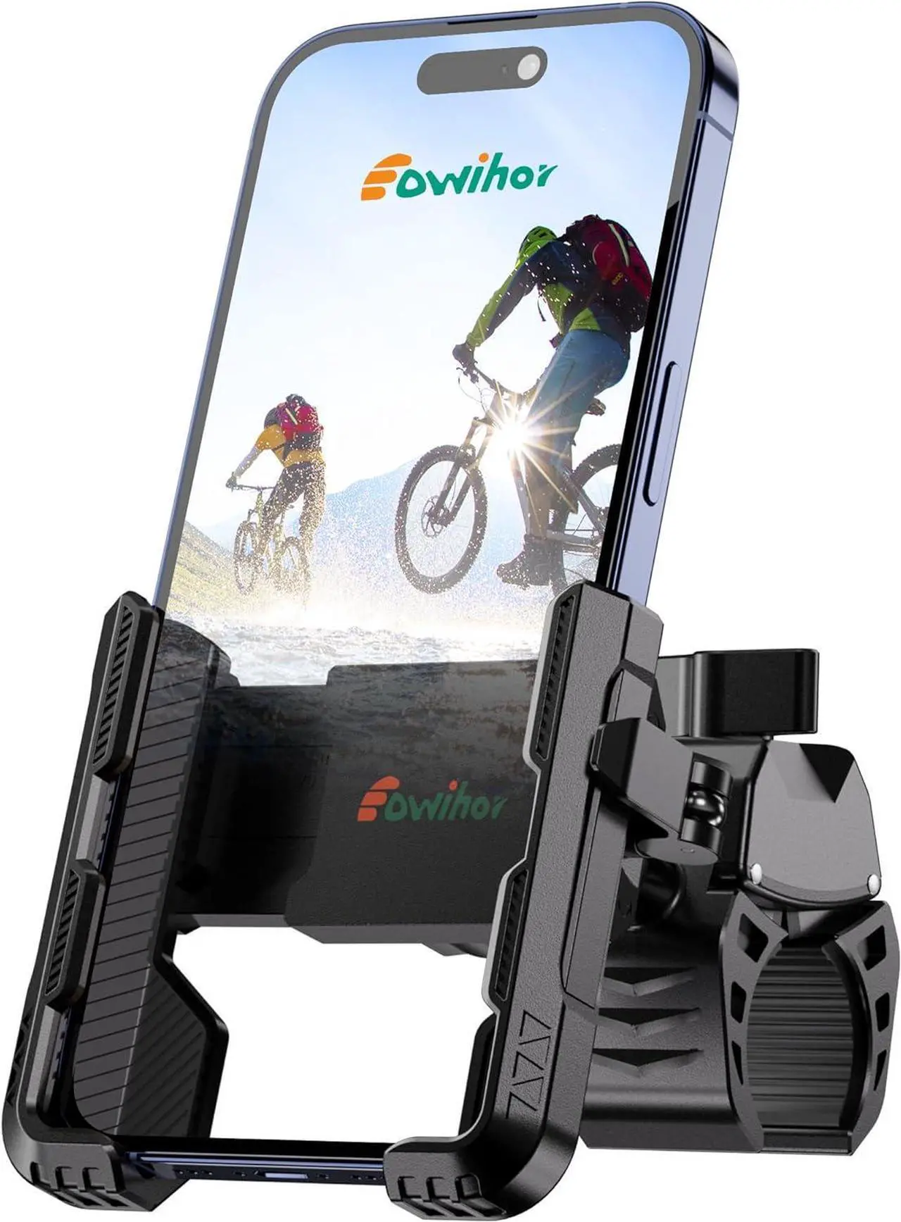 Main image of Motorcycle Phone Mount Holder, Bike Phone Holder, 360° Rotation Bicycle Scooter Phone Clip, Universal Phone Mount for 4.5-7.0 inches Smartphone, Black
