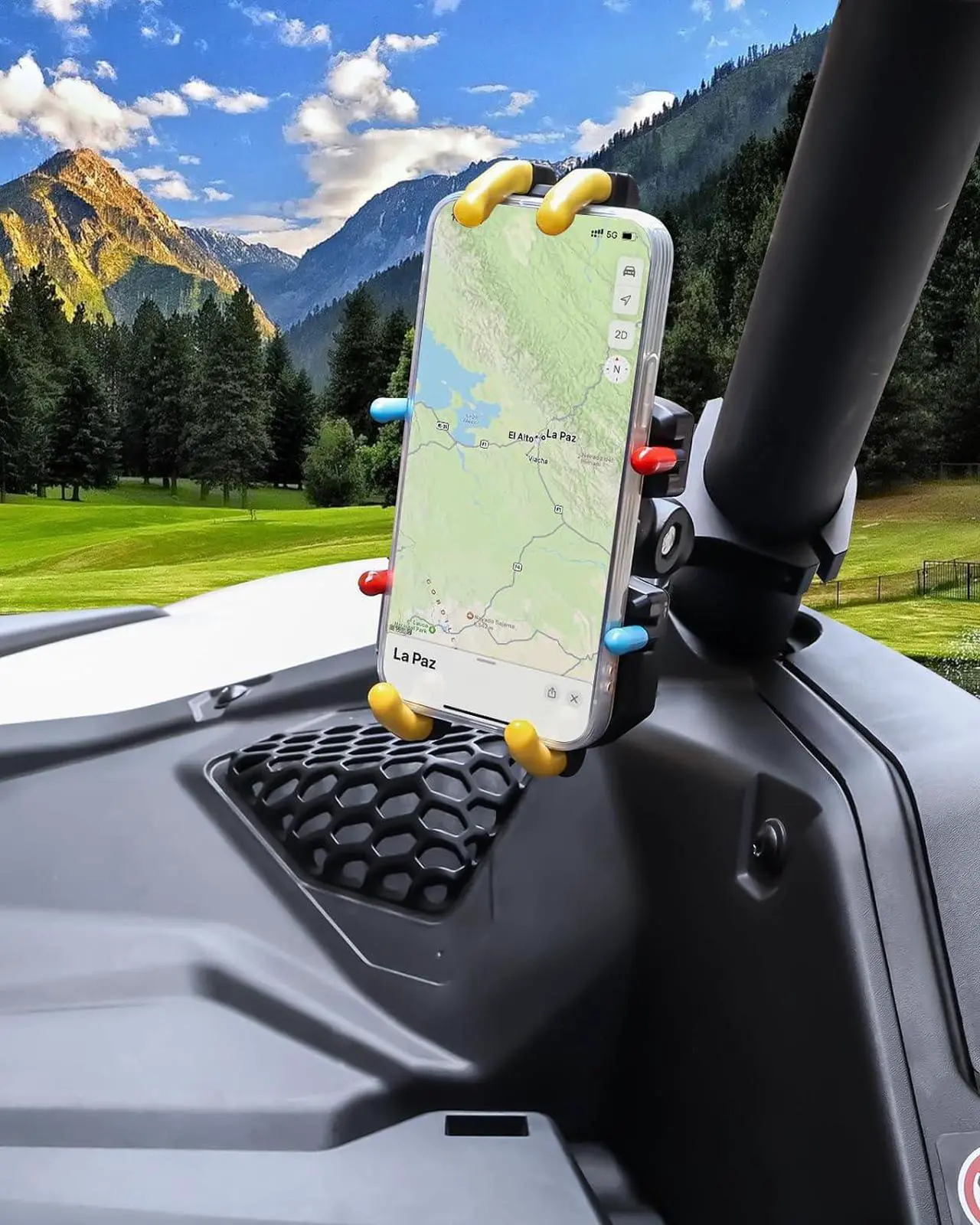 Alt view image 7 of 7 - UTV Phone Mount - 360 Adjustable Heavy Duty Phone Holder 8 Claws Fits 1.75 to 2 Inch Round Tube Fits RZR Maverick X3 Ranger Pioneer Talon Teryx Mule for 4.0" to 7.2" Cell Phone (Colorful)
