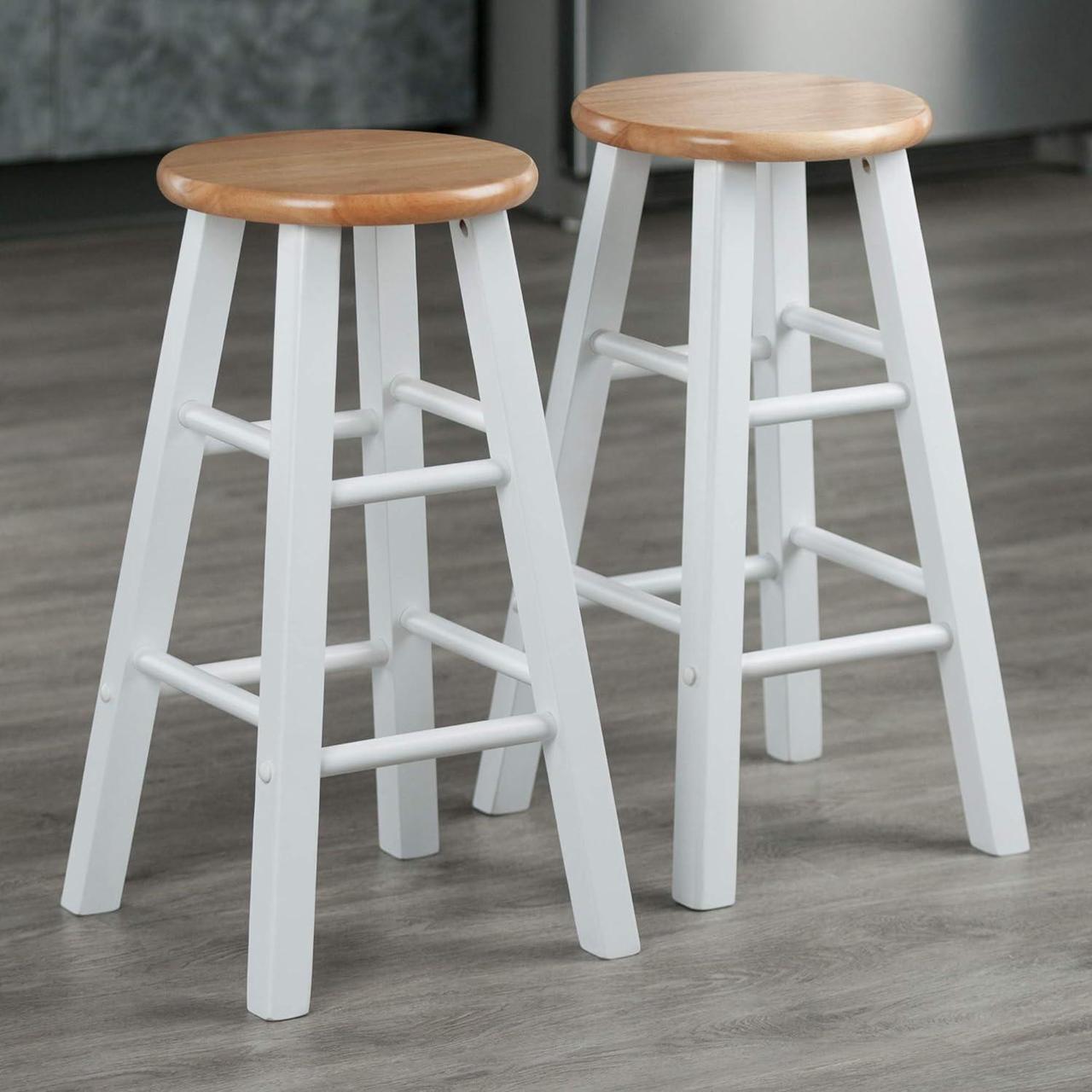 Alt view image 6 of 7 - Winsome Element Counter Stools, Natural & White, 24", 2 Piece Set