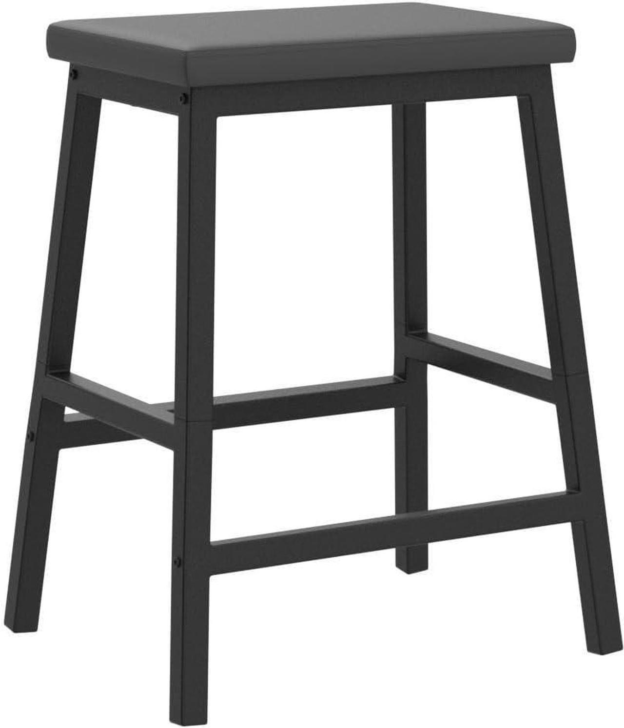 Alt view image 4 of 7 - HOOBRO Bar Stools, 24" Set of 2 Bar Chairs, PU Leather Upholstered Breakfast Stools, Easy Assembly, Suitable for Kitchen, Bar, Dining Room, Black BB01MD01