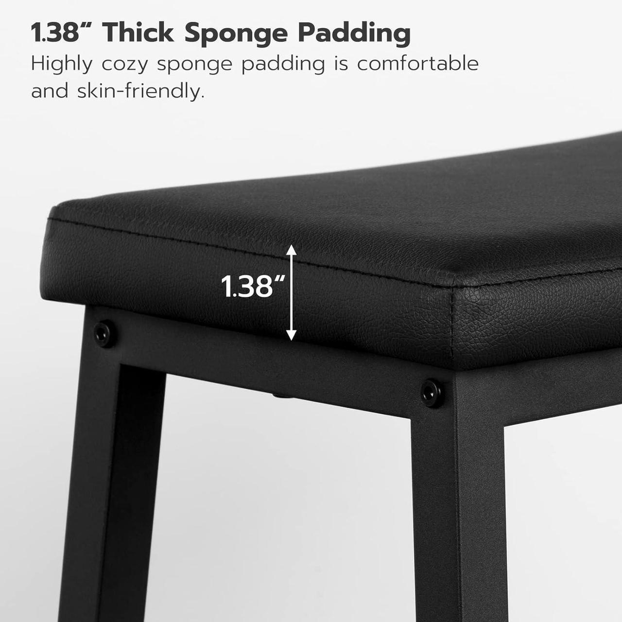 Alt view image 7 of 7 - HOOBRO Bar Stools, 24" Set of 2 Bar Chairs, PU Leather Upholstered Breakfast Stools, Easy Assembly, Suitable for Kitchen, Bar, Dining Room, Black BB01MD01