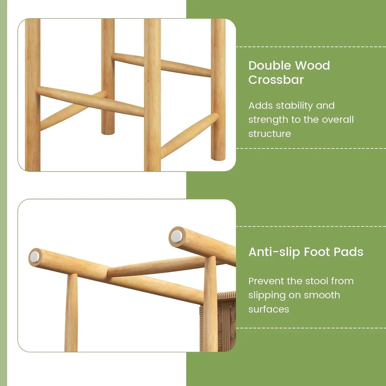 Alt view image 7 of 7 - Giantex 26" Counter Height Wood Bar Stools Set of 4, Boho Rattan Barstools, Max Load 330 Lbs, Armless Saddle Kitchen Stools, Backless Wicker Bar Stools for Kitchen Counter Indoor Outdoor