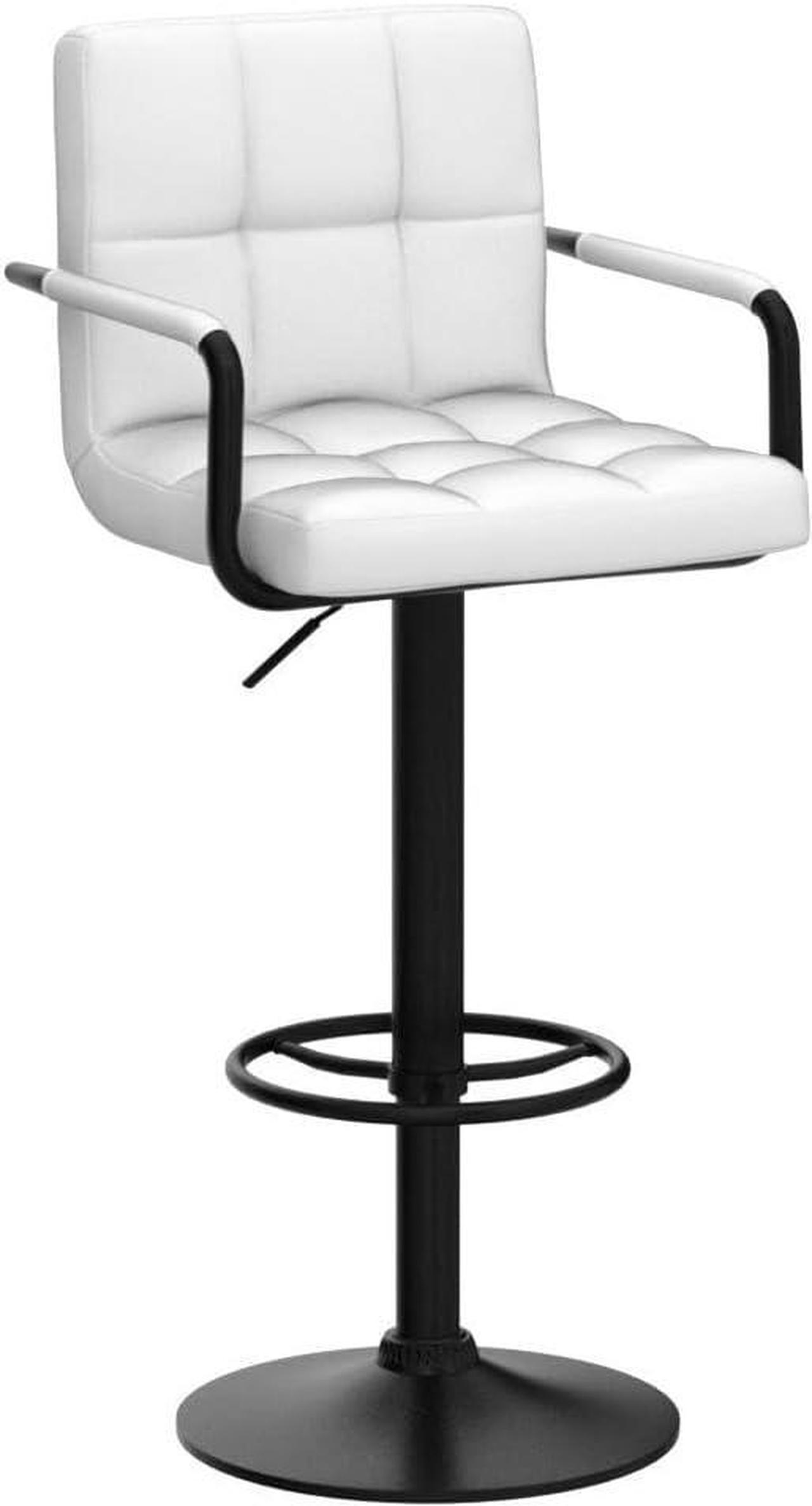 Alt view image 5 of 7 - Huracan Bar Stools Set of 2 Bar Chairs with Arms White Bar Stool with Back Swivel barstools Counter Height Stools Adjustable Bar Chair Armrest Modern Island Chairs for Kitchen(White+Black Base, 2pcs